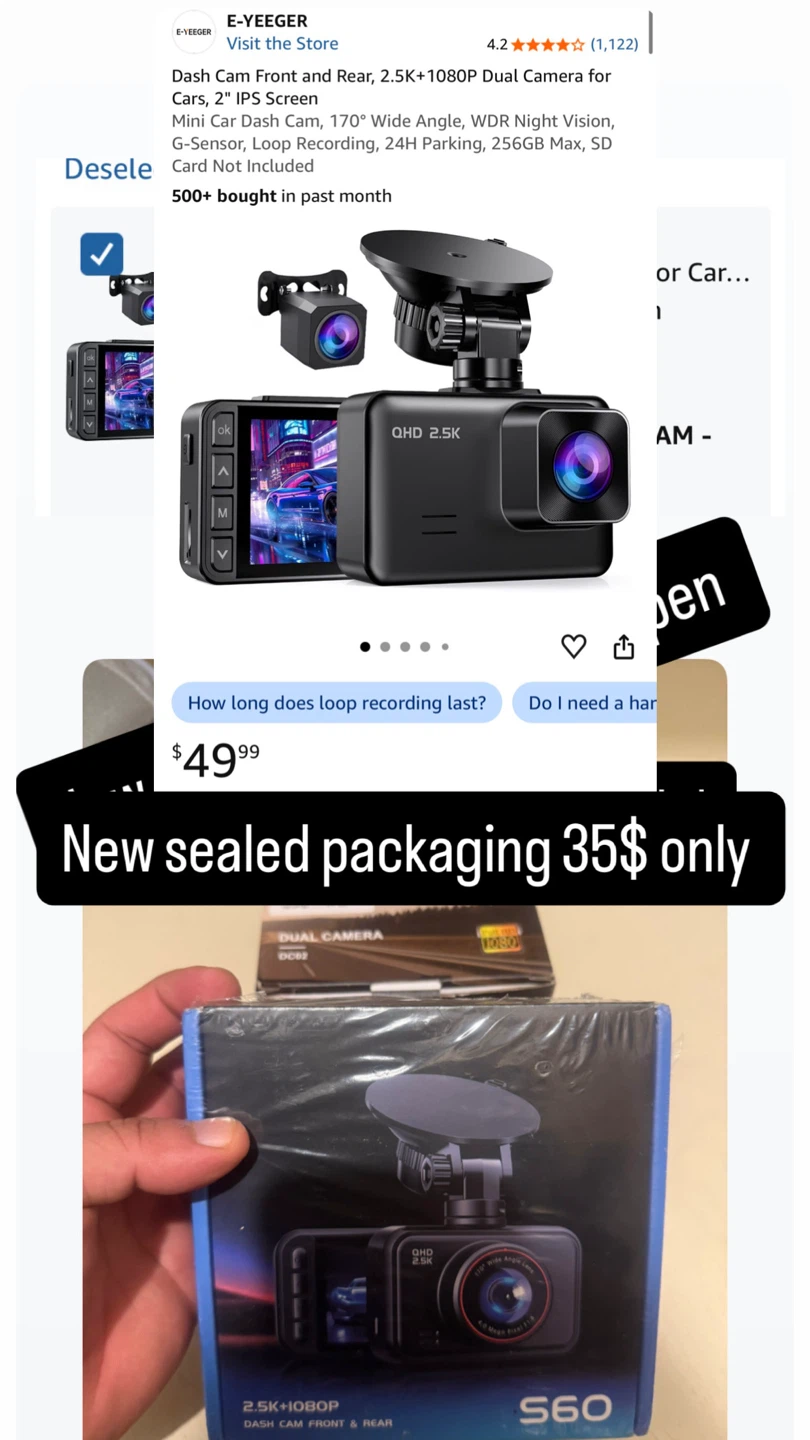 Dash Cam Front and Rear 2.5K+1080P