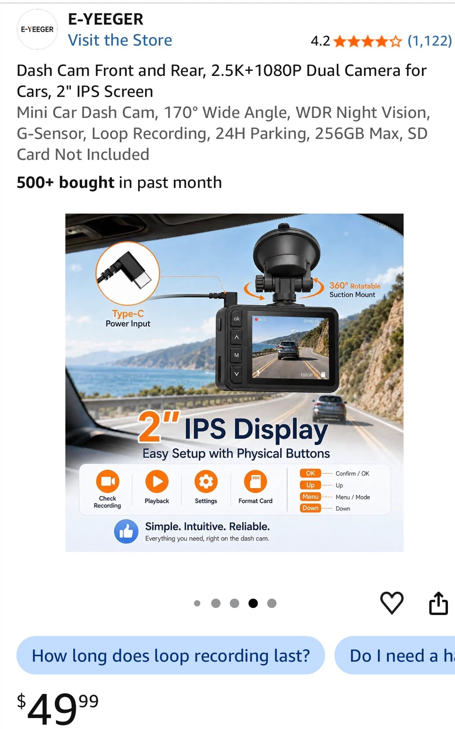 Dash Cam Front and Rear 2.5K+1080P - photo 3