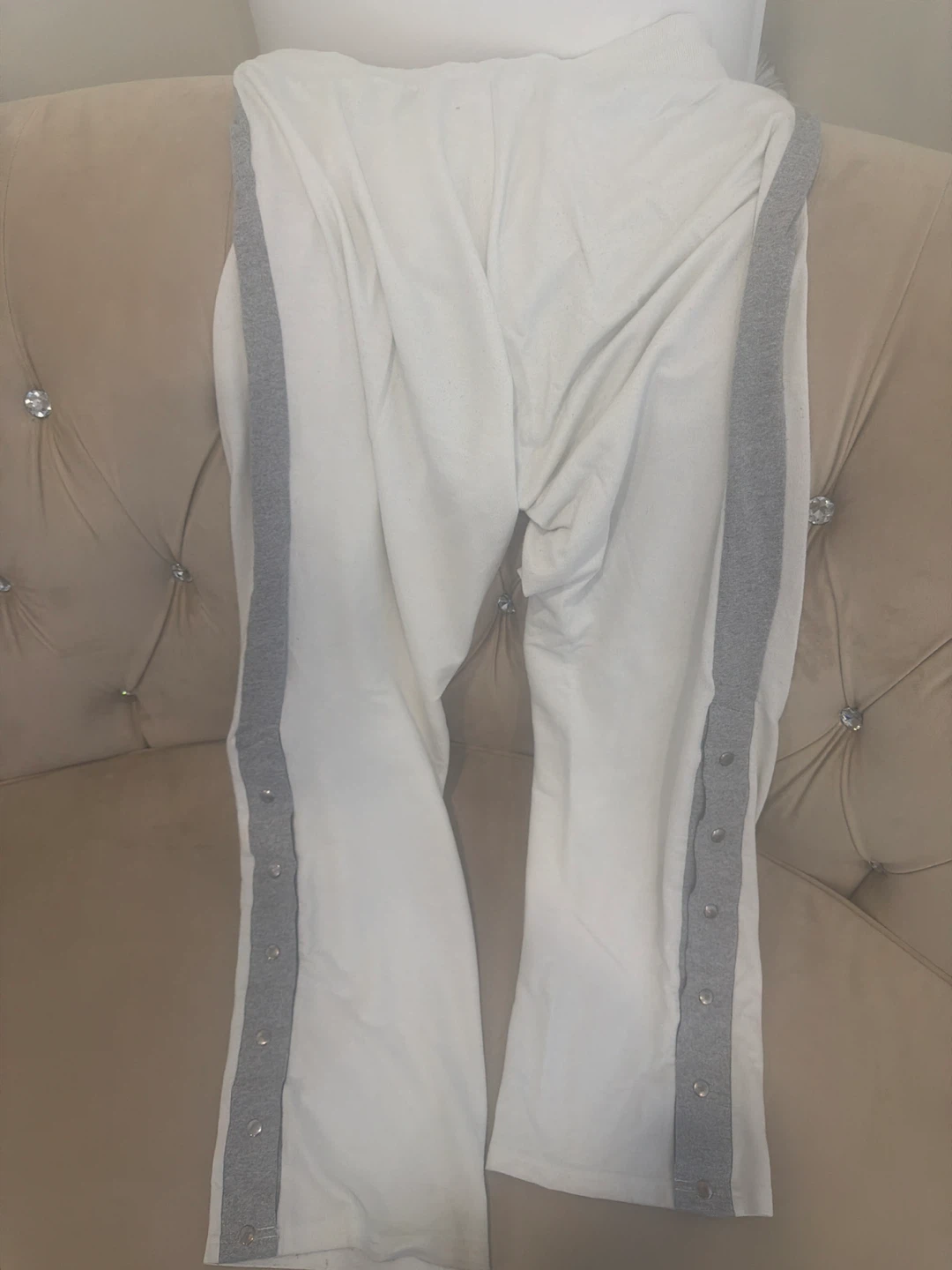 White Track Pants with Snap Buttons - photo 2