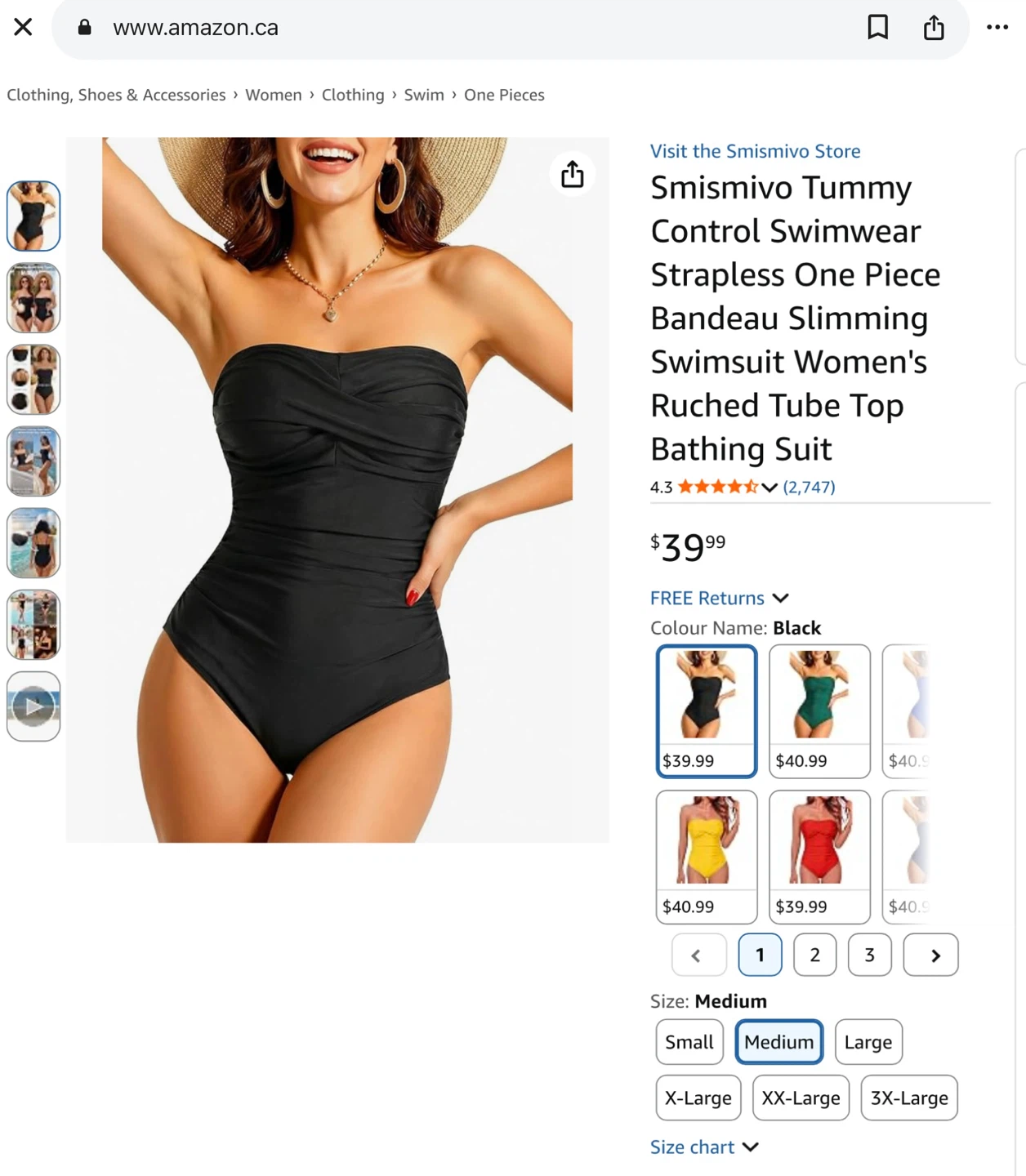 Smismivo Tummy Control Swimwear Strapless One Piece Bathing Suit