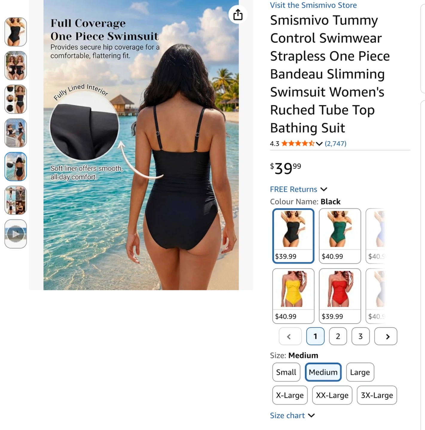 Smismivo Tummy Control Swimwear Strapless One Piece Bathing Suit - photo 5