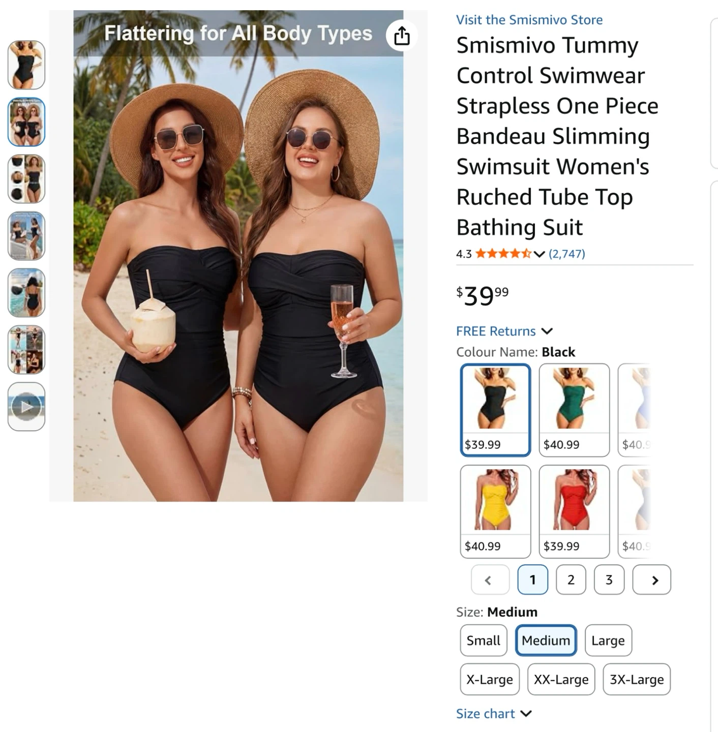 Smismivo Tummy Control Swimwear Strapless One Piece Bathing Suit - photo 2