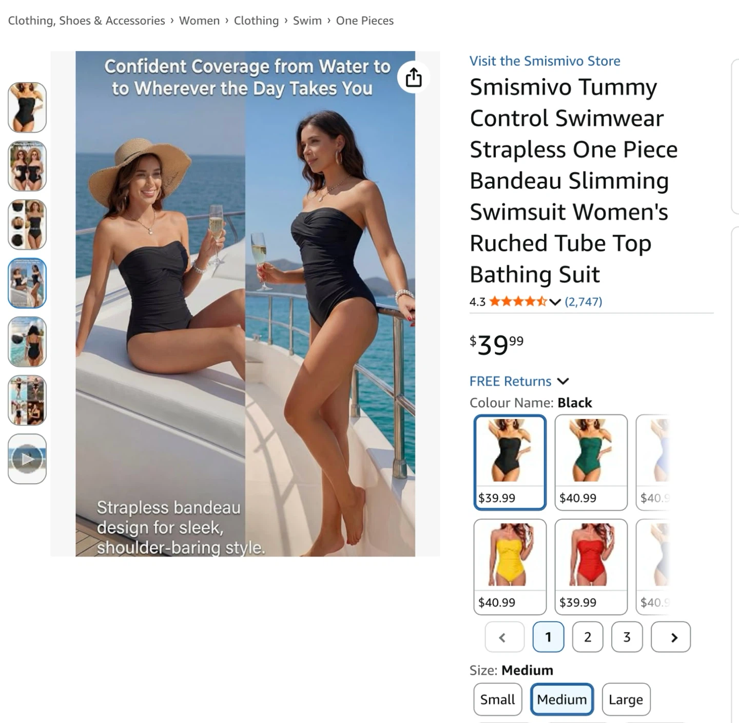 Smismivo Tummy Control Swimwear Strapless One Piece Bathing Suit - photo 4