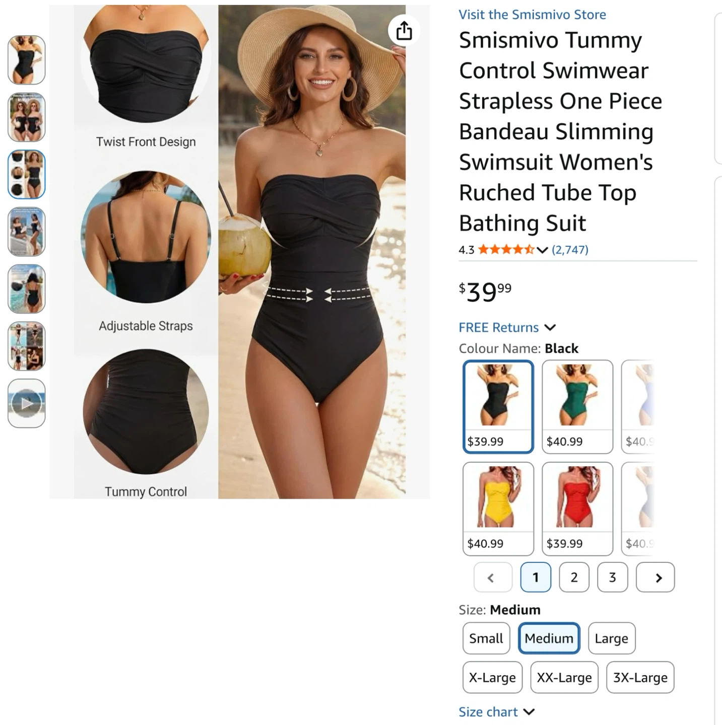 Smismivo Tummy Control Swimwear Strapless One Piece Bathing Suit - photo 3