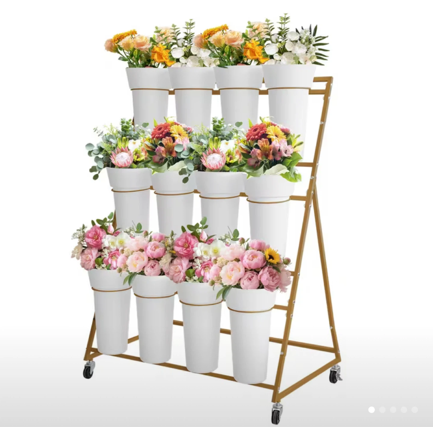 3-Tier Rolling Flower Display Stand with 12 Pots