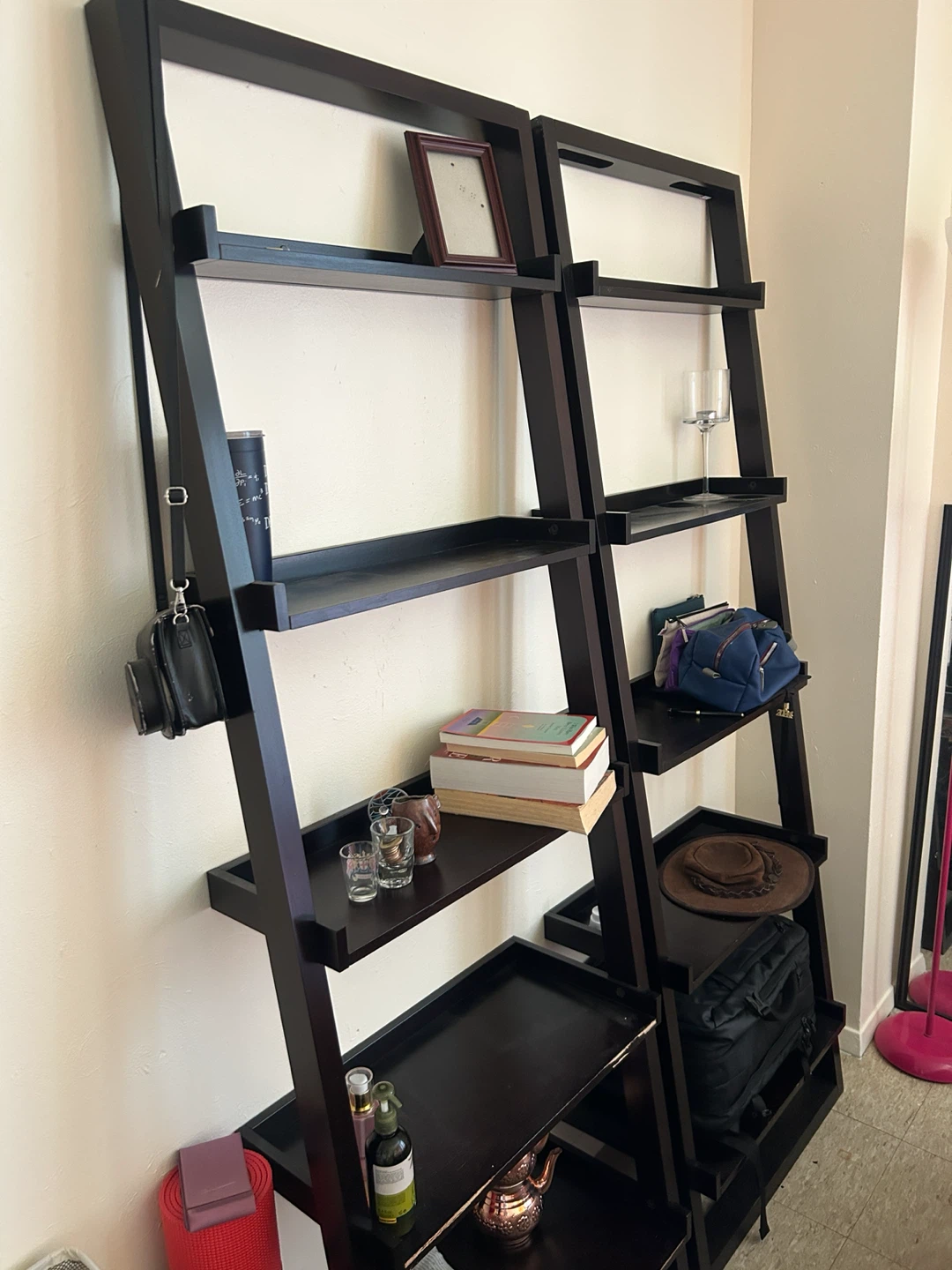 Dark Wood Ladder Shelf Set - photo 3