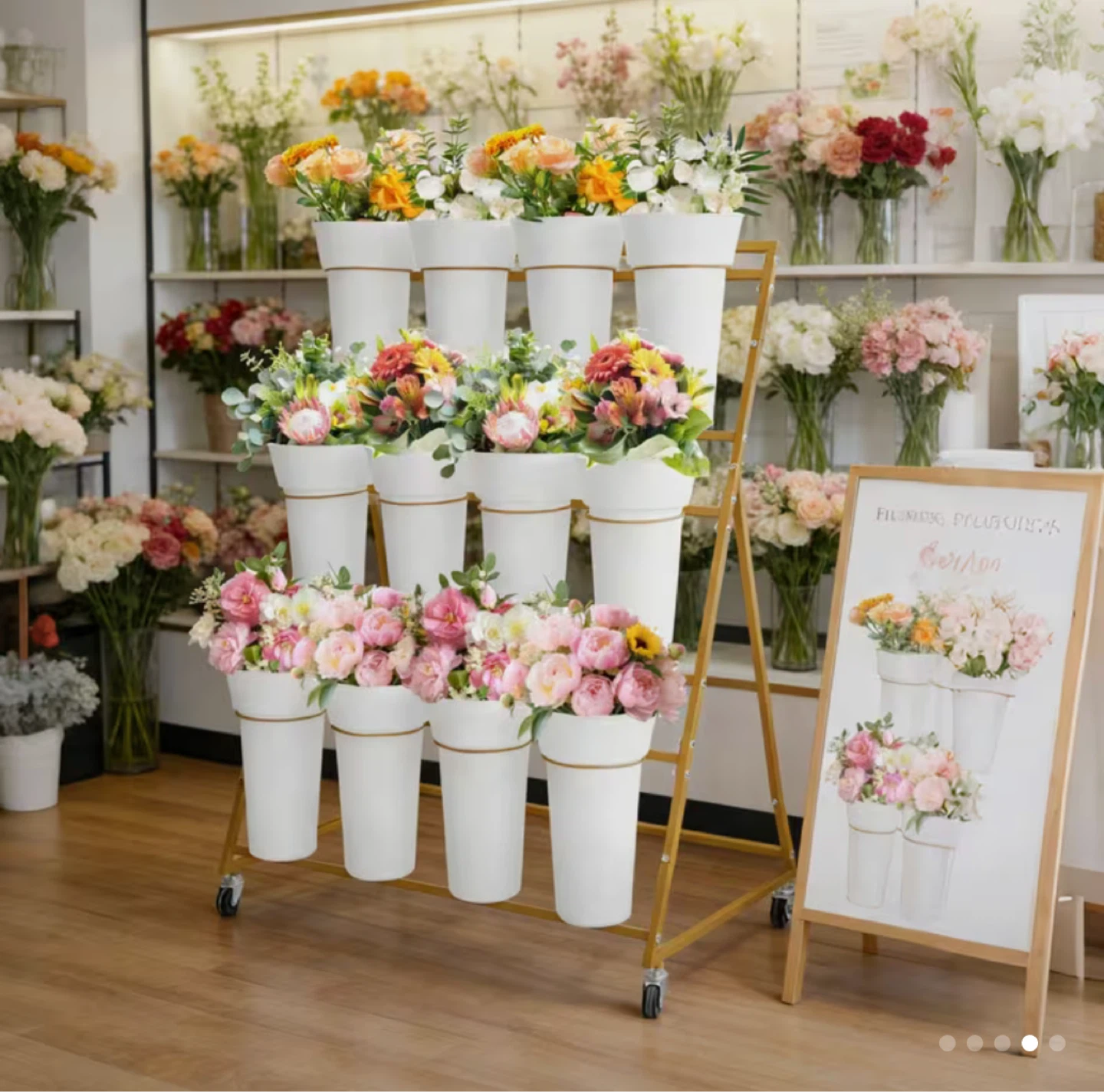 3-Tier Rolling Flower Display Stand with 12 Pots - photo 3