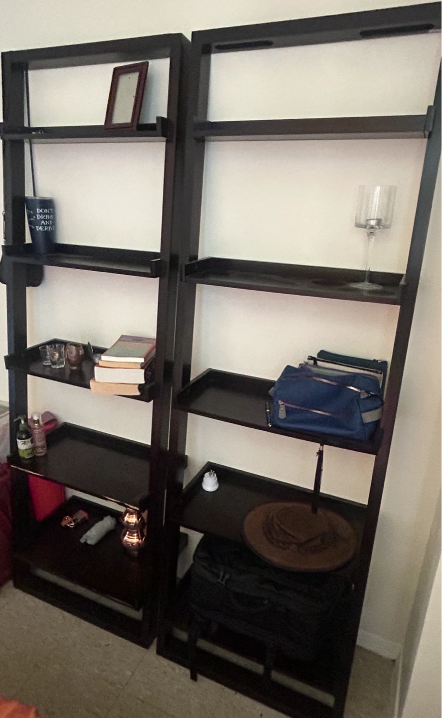 Dark Wood Ladder Shelf Set - photo 2