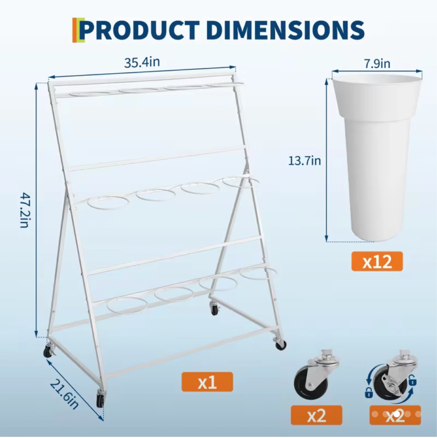 3-Tier Rolling Flower Display Stand with 12 Pots - photo 5