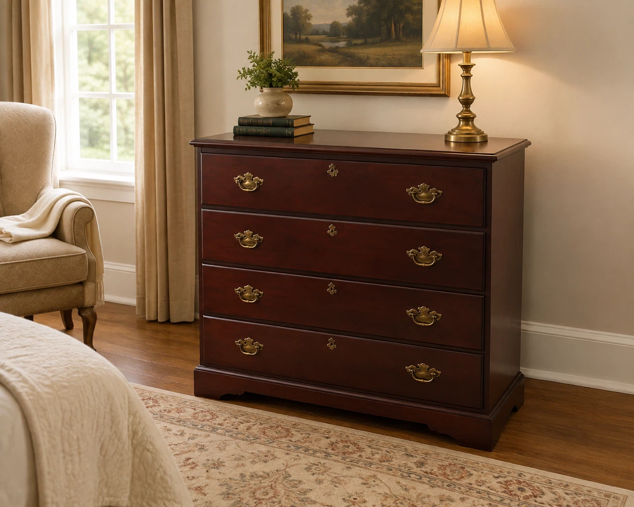 Dark Wood 2-Drawer Dresser with key