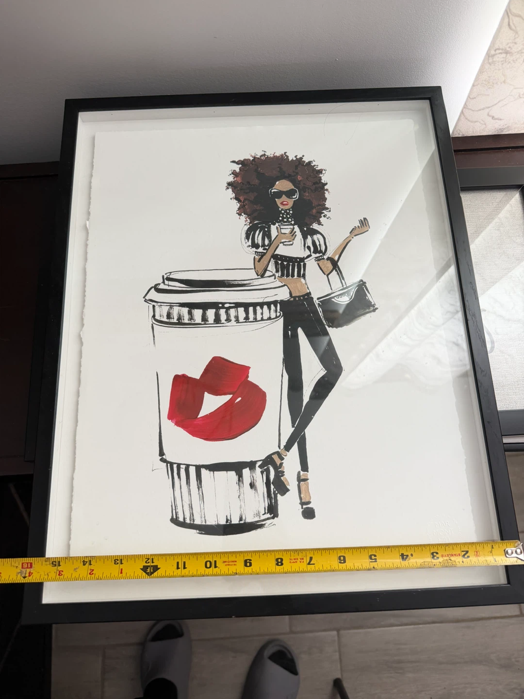 Framed Art Print - Fashionista with Coffee Cup