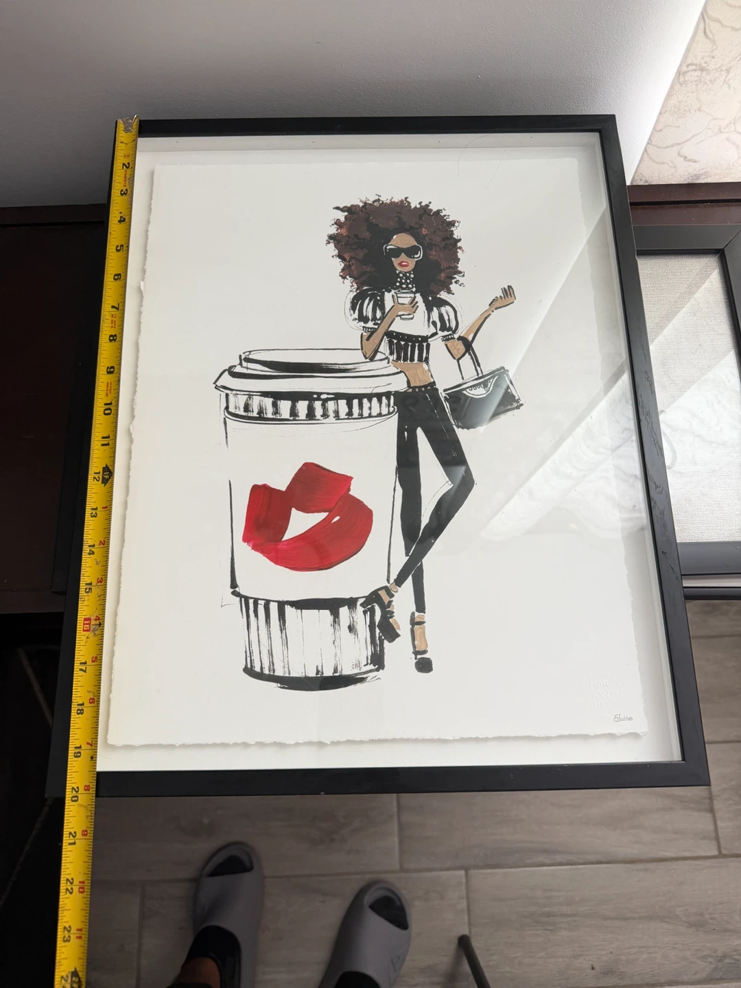 Framed Art Print - Fashionista with Coffee Cup - photo 3