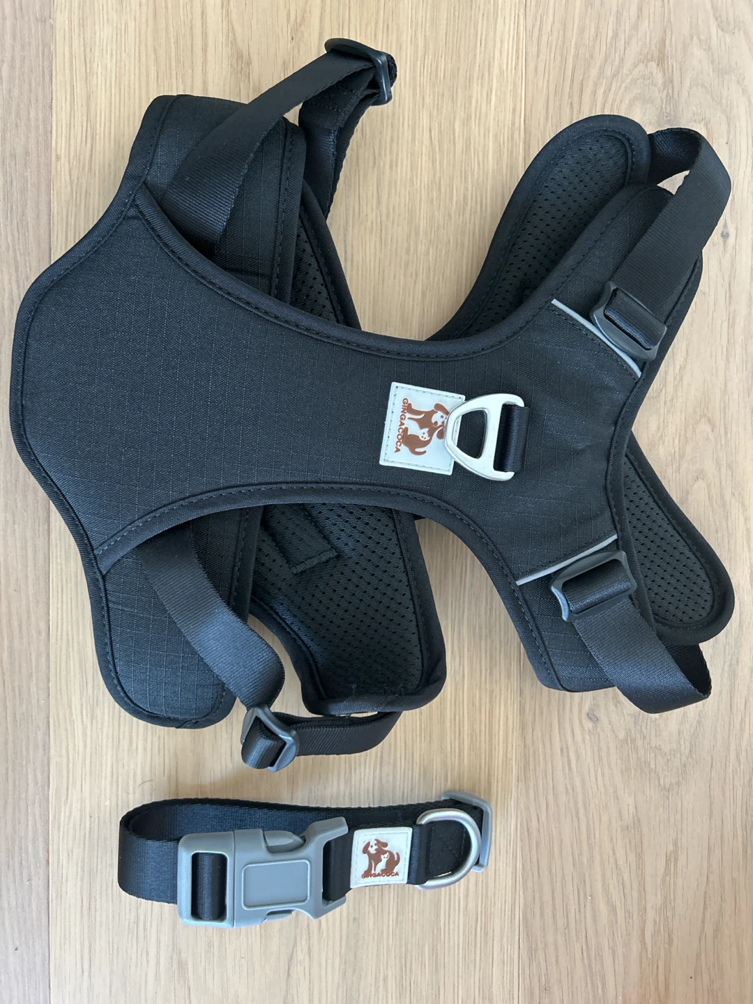 Gingacoca Grip Dog Harness & Collar Set - Black - Size M