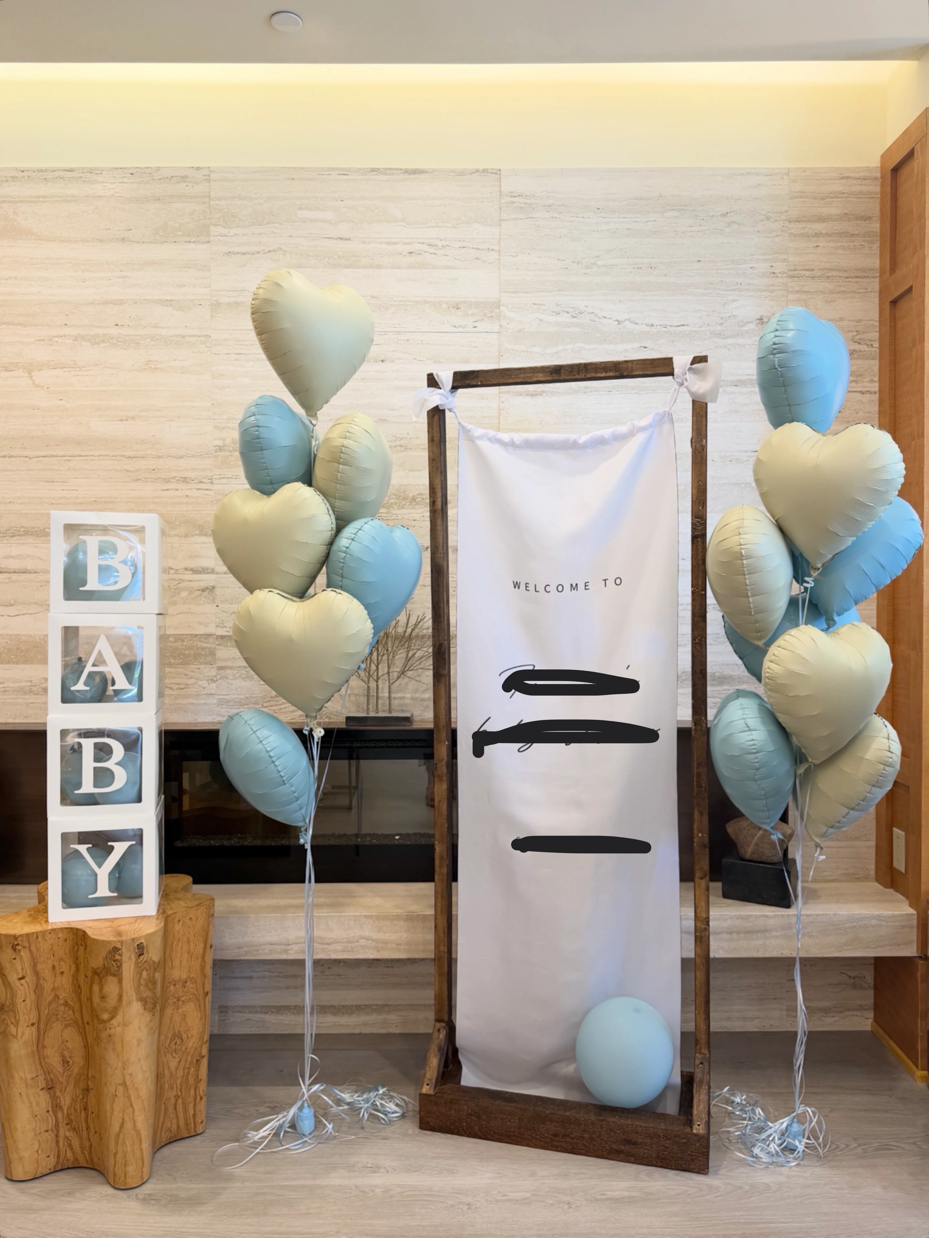 Wooden banner sign stand