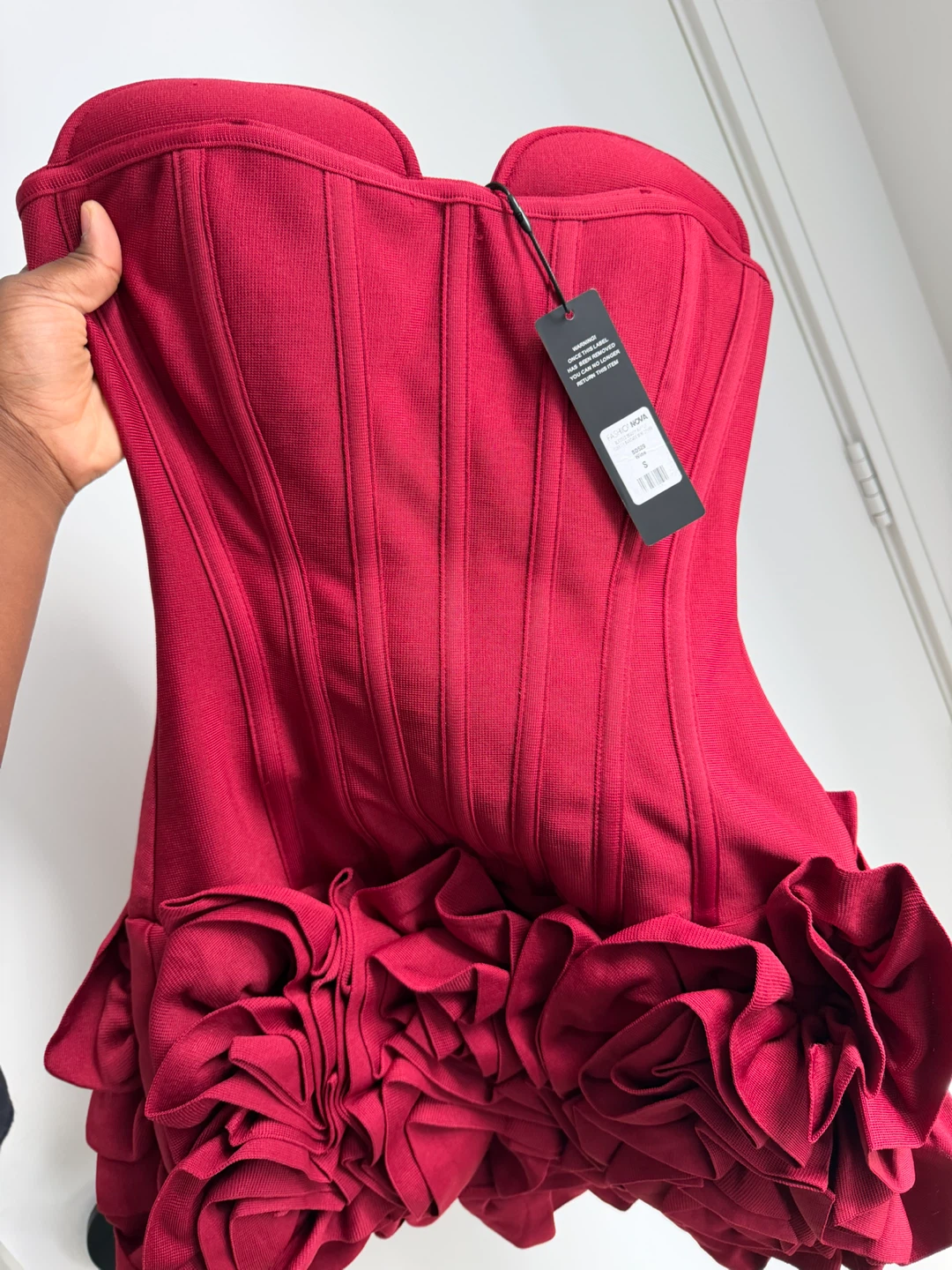 Fashion Nova Red Rosette Corset Dress
