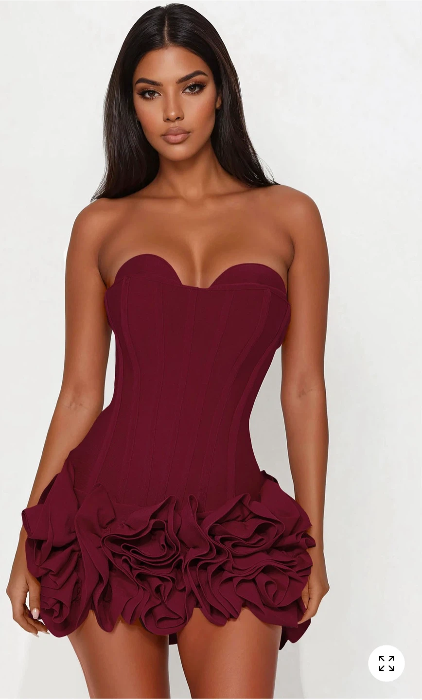 Fashion Nova Red Rosette Corset Dress - photo 2