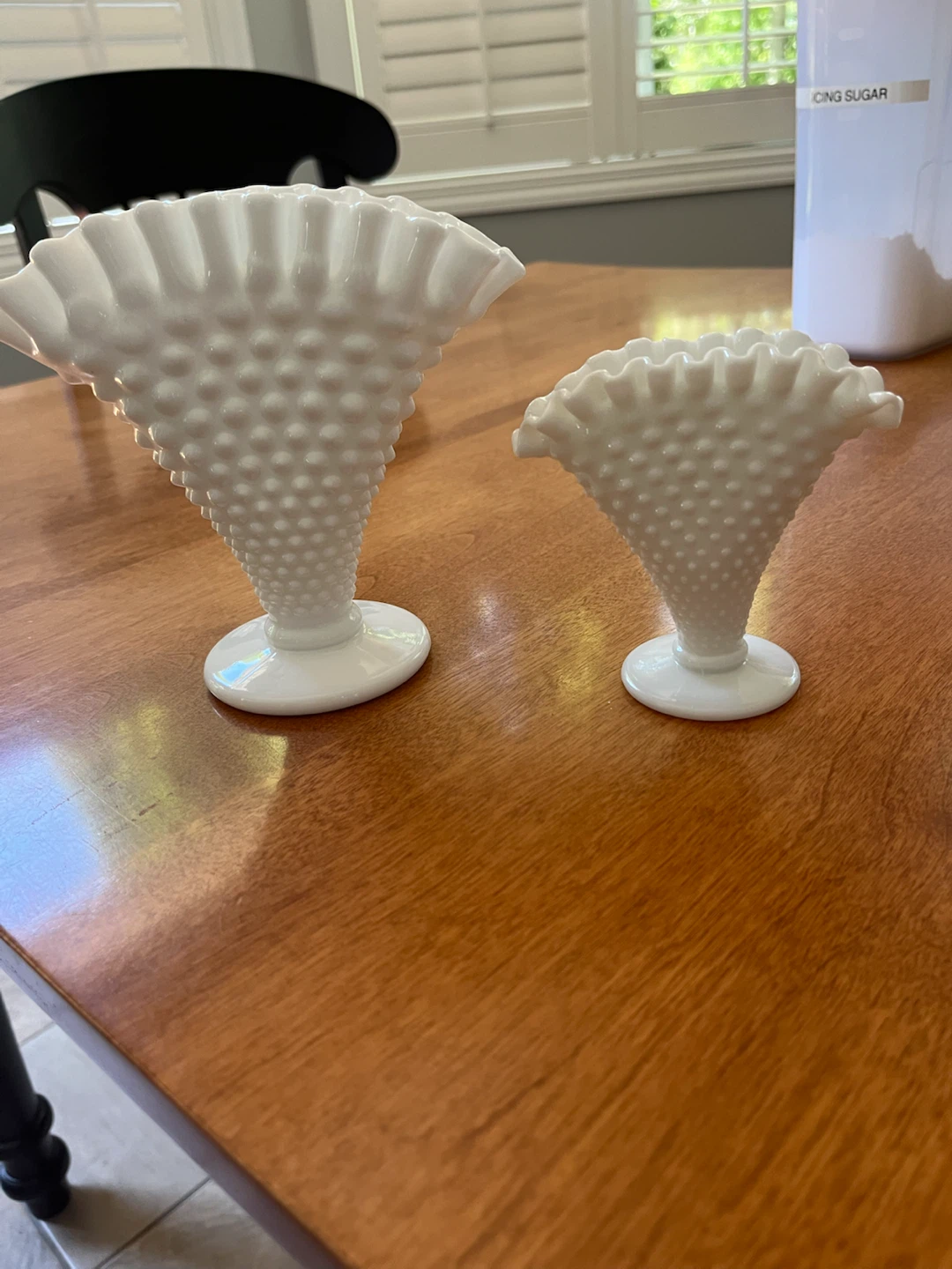 White Hobnail Milk Glass Vases (Set of 2) - photo 2