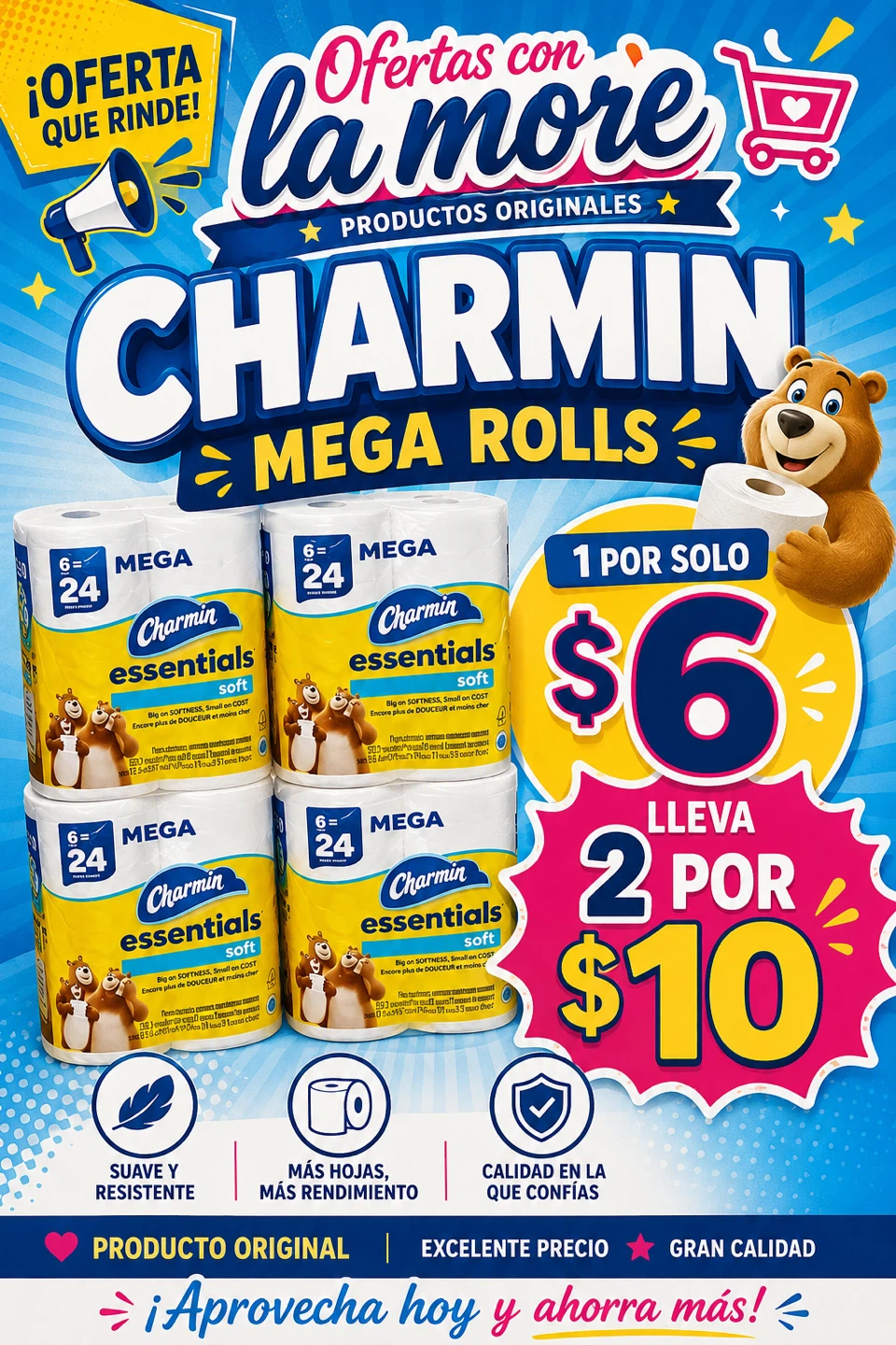 Charmin Essentials Soft Mega Rolls Toilet Paper (24 Rolls)