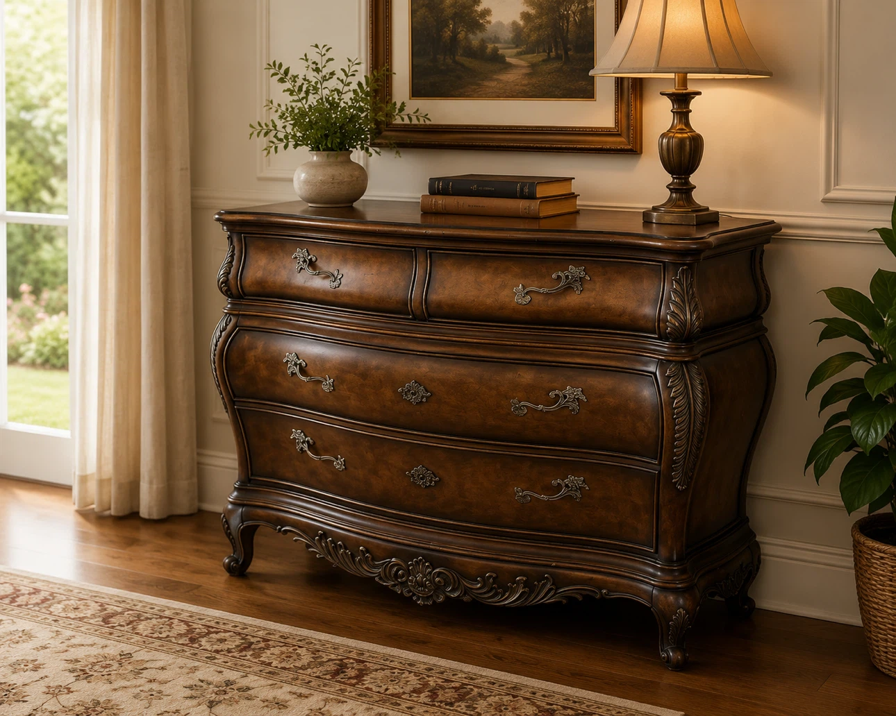 Antique Style Dresser with 5 Drawers