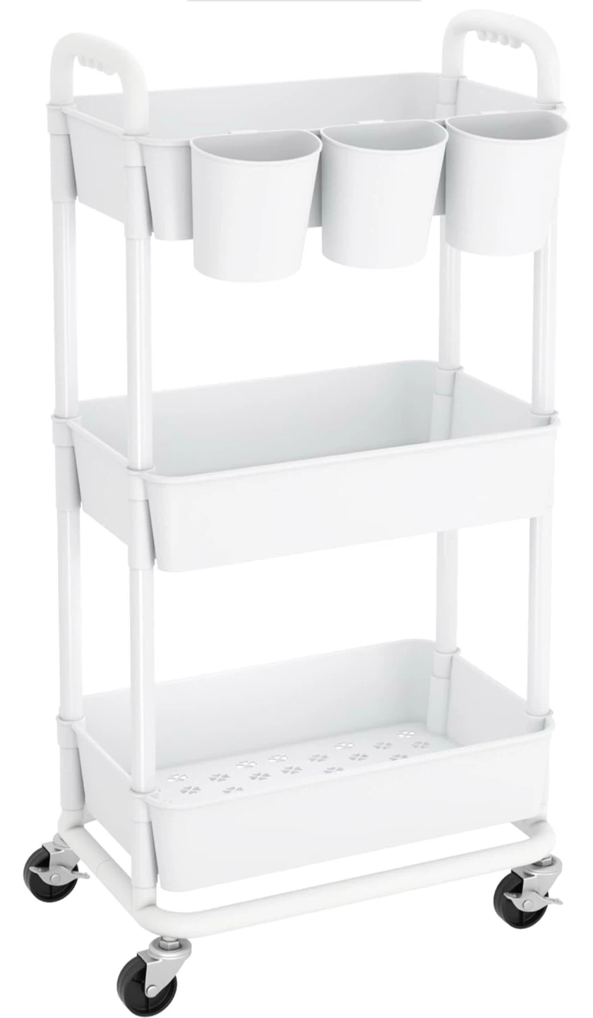 New 3-Tier Rolling Storage Cart + Bonus Extra Shelf