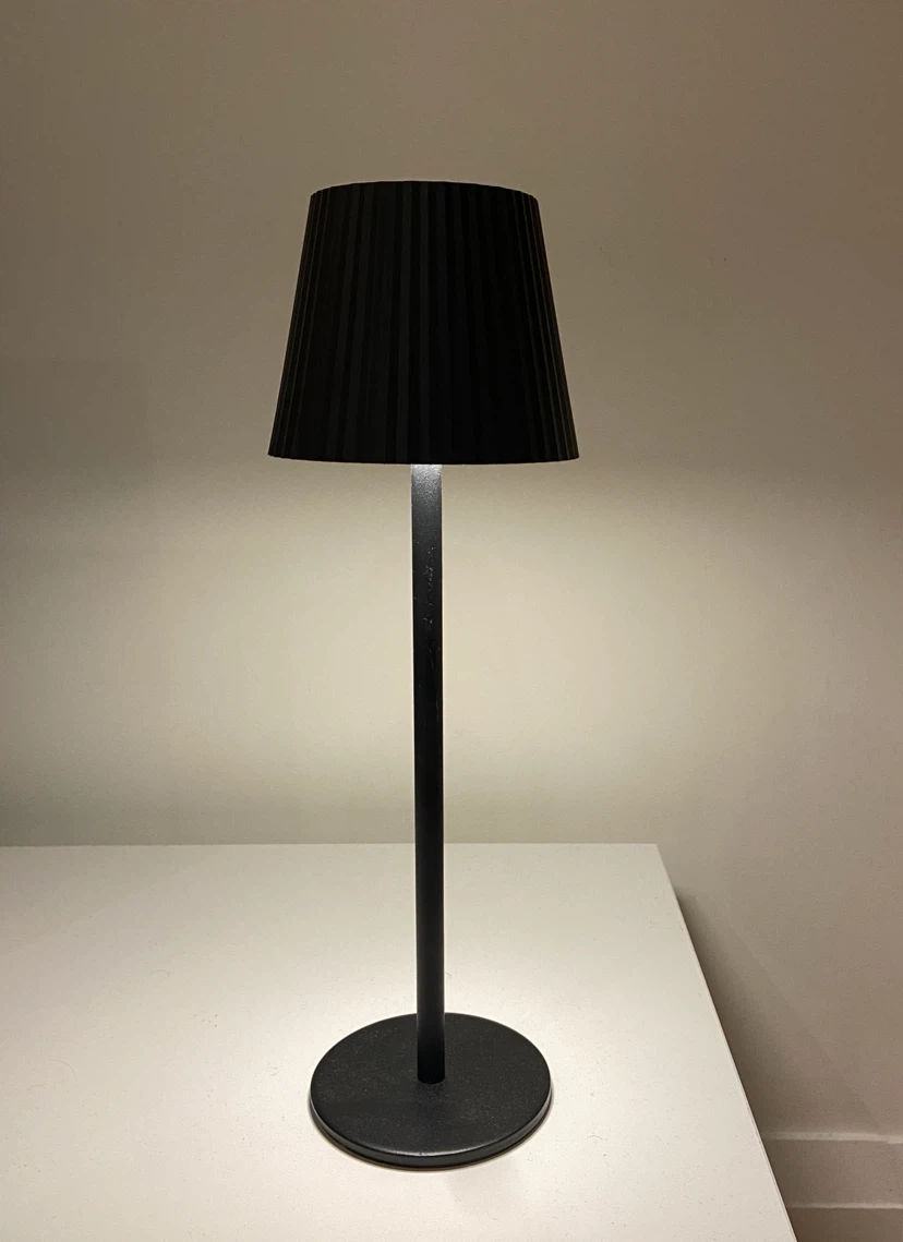 Black Pleated Table Lamp with Touch Control
