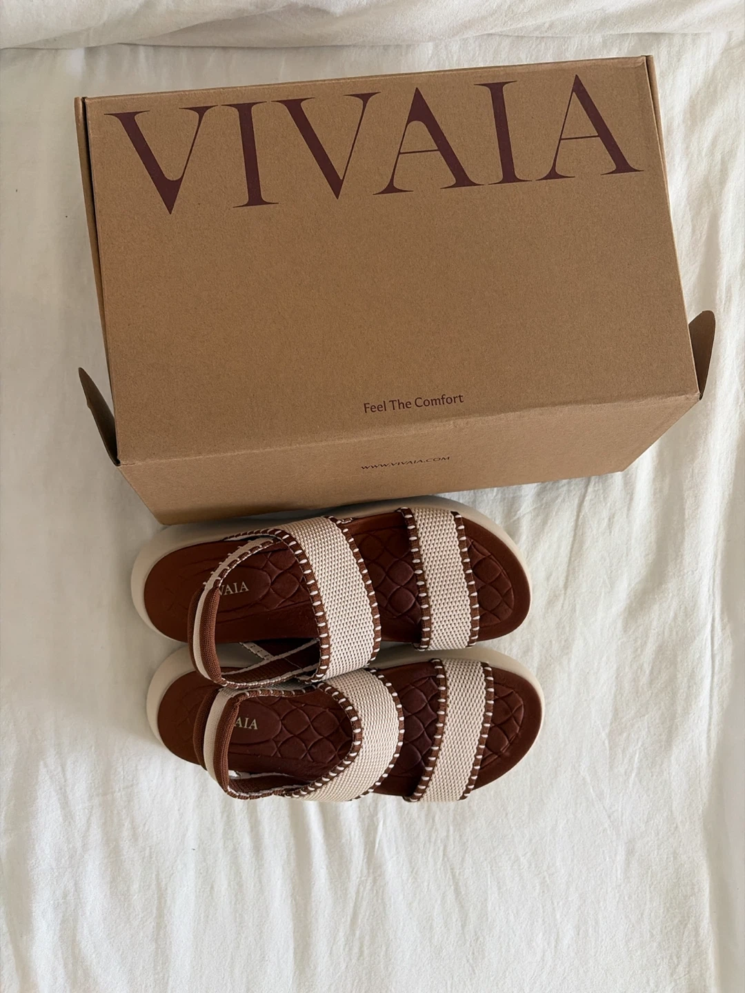VIVAIA Kamber Sandals - Cream/Ivory/Caramel Marble - Size 8