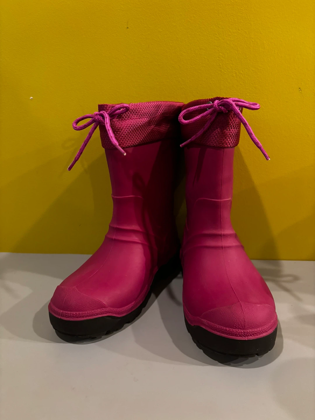 Girls' Pink Rain Boots with Drawstring Tops