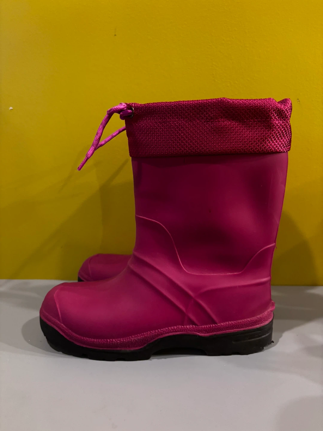 Girls' Pink Rain Boots with Drawstring Tops - photo 2