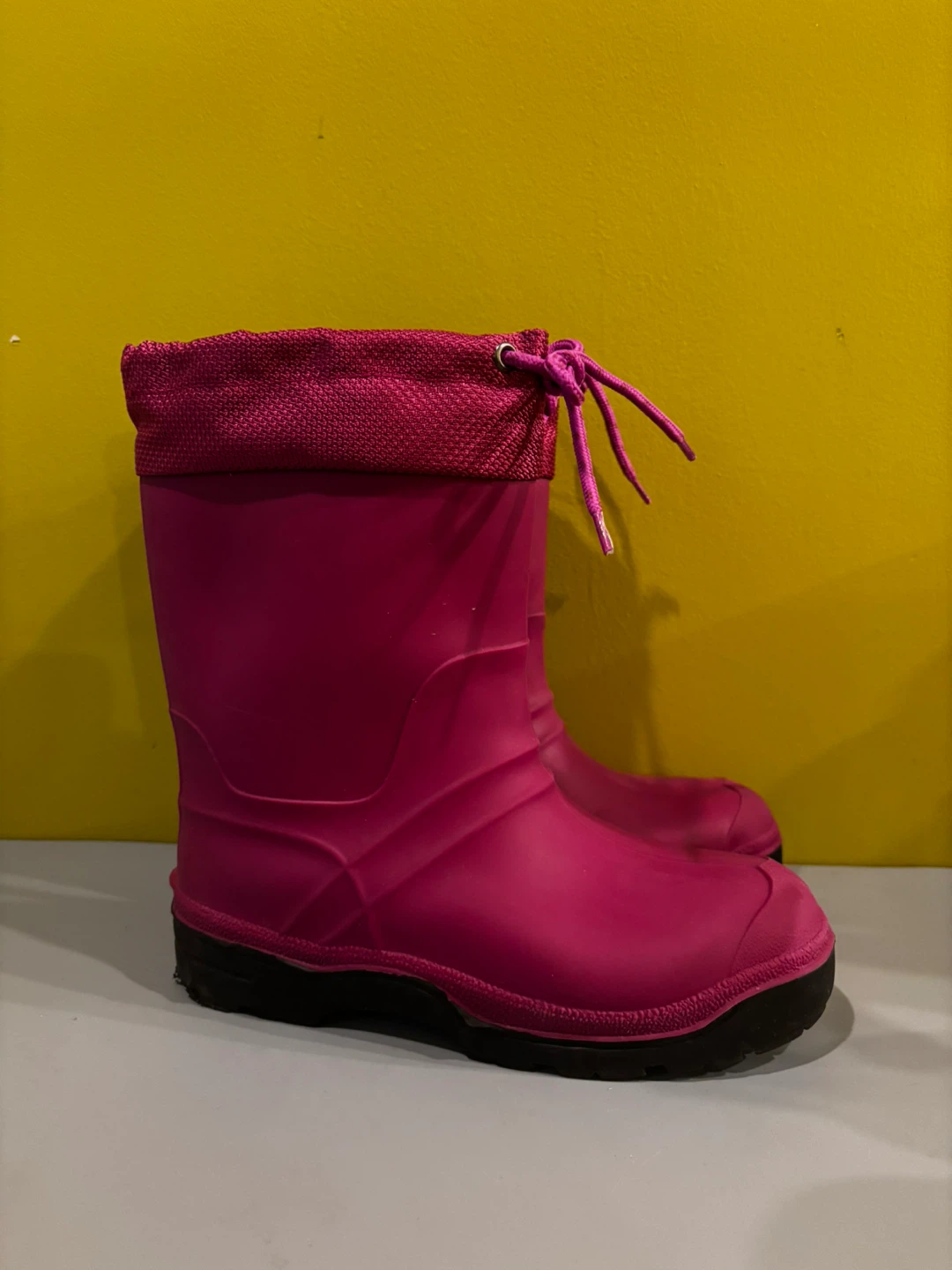 Girls' Pink Rain Boots with Drawstring Tops - photo 4