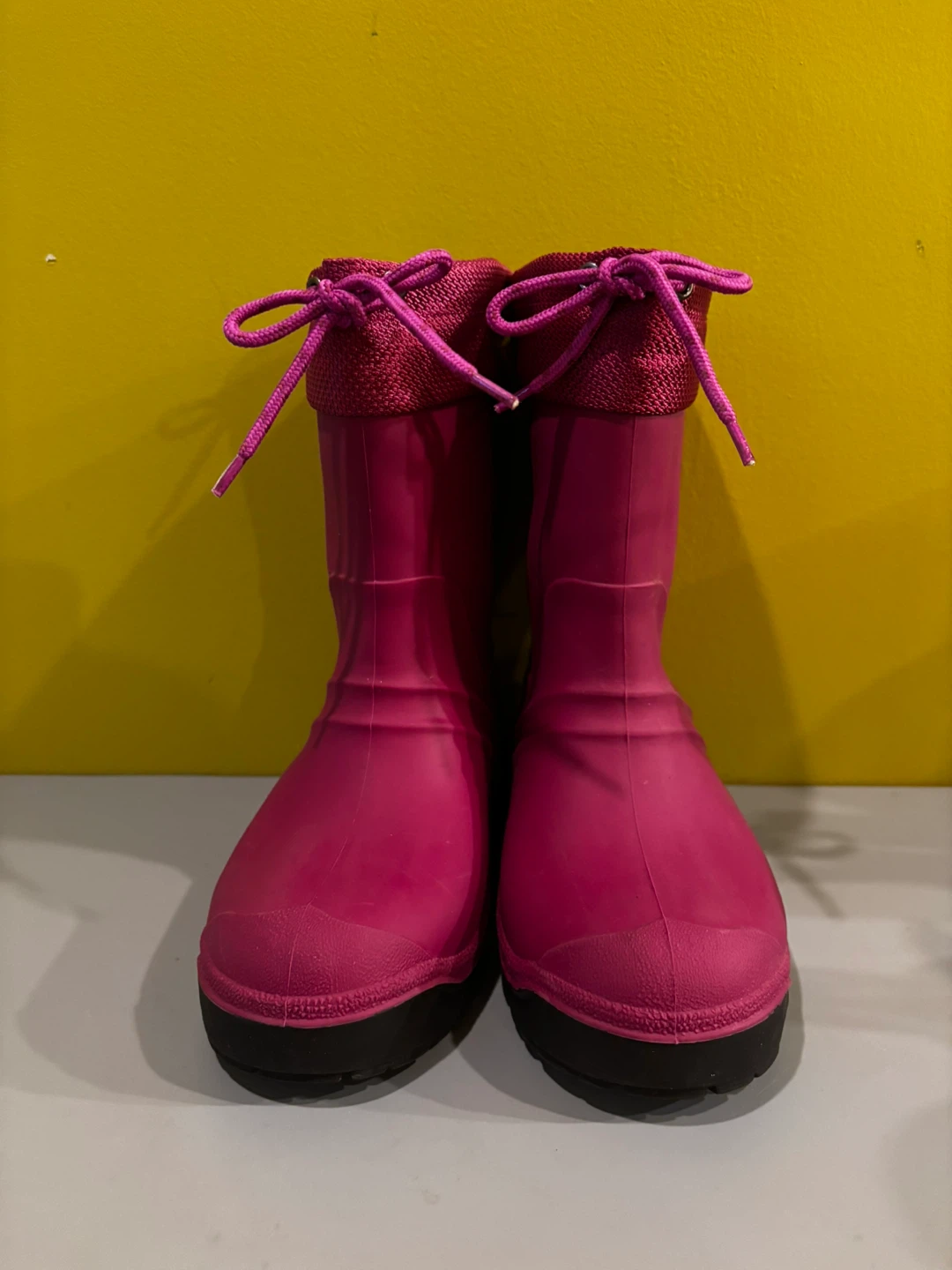 Girls' Pink Rain Boots with Drawstring Tops - photo 5