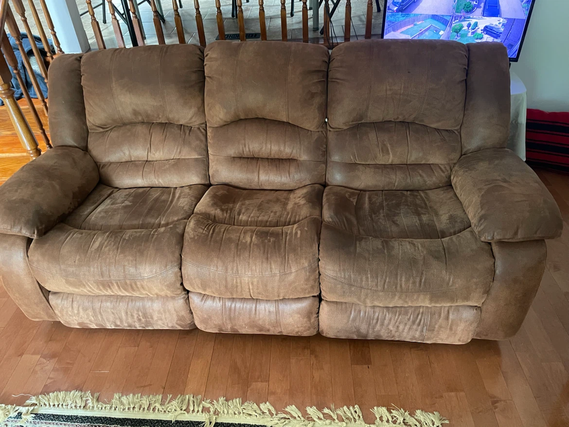 Ashley Brown Faux Suede Reclining Sofa
