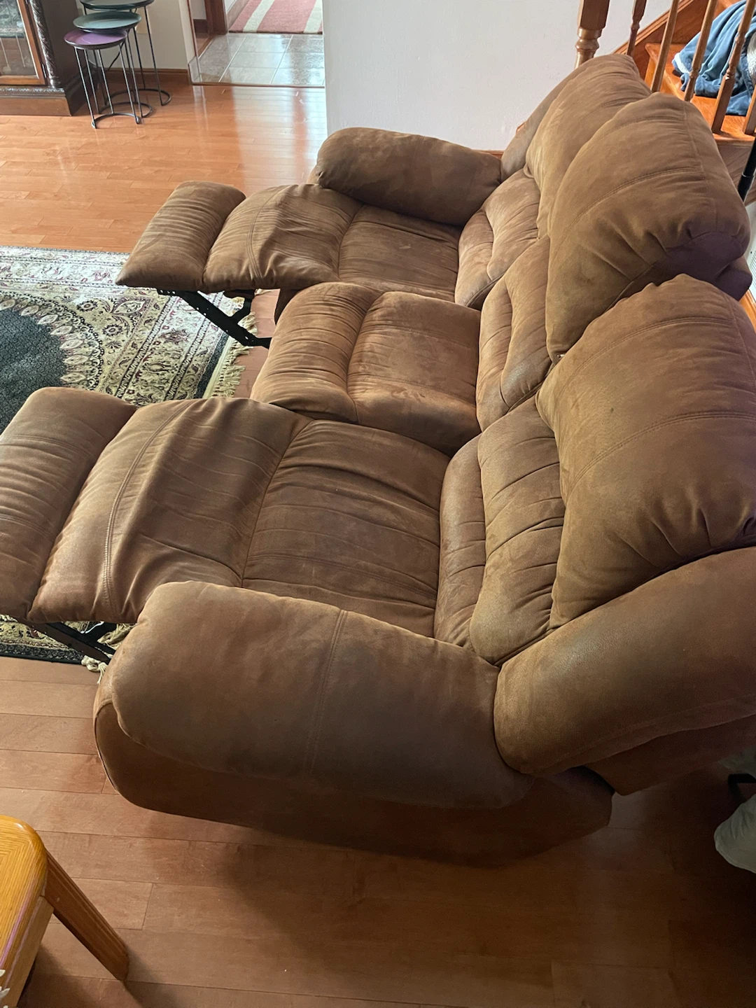 Ashley Brown Faux Suede Reclining Sofa - photo 2