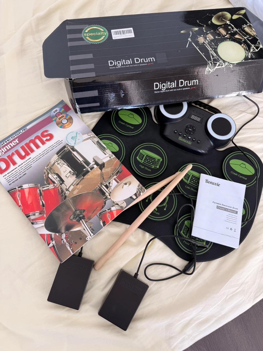 Bonvvie Digital Drum Set with Speakers and Book
