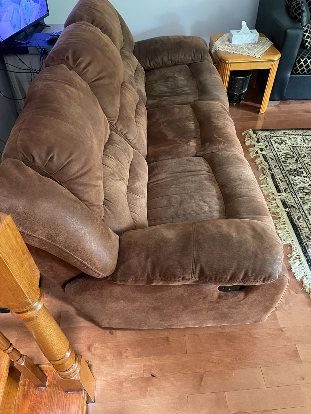 Ashley Brown Faux Suede Reclining Sofa - photo 3