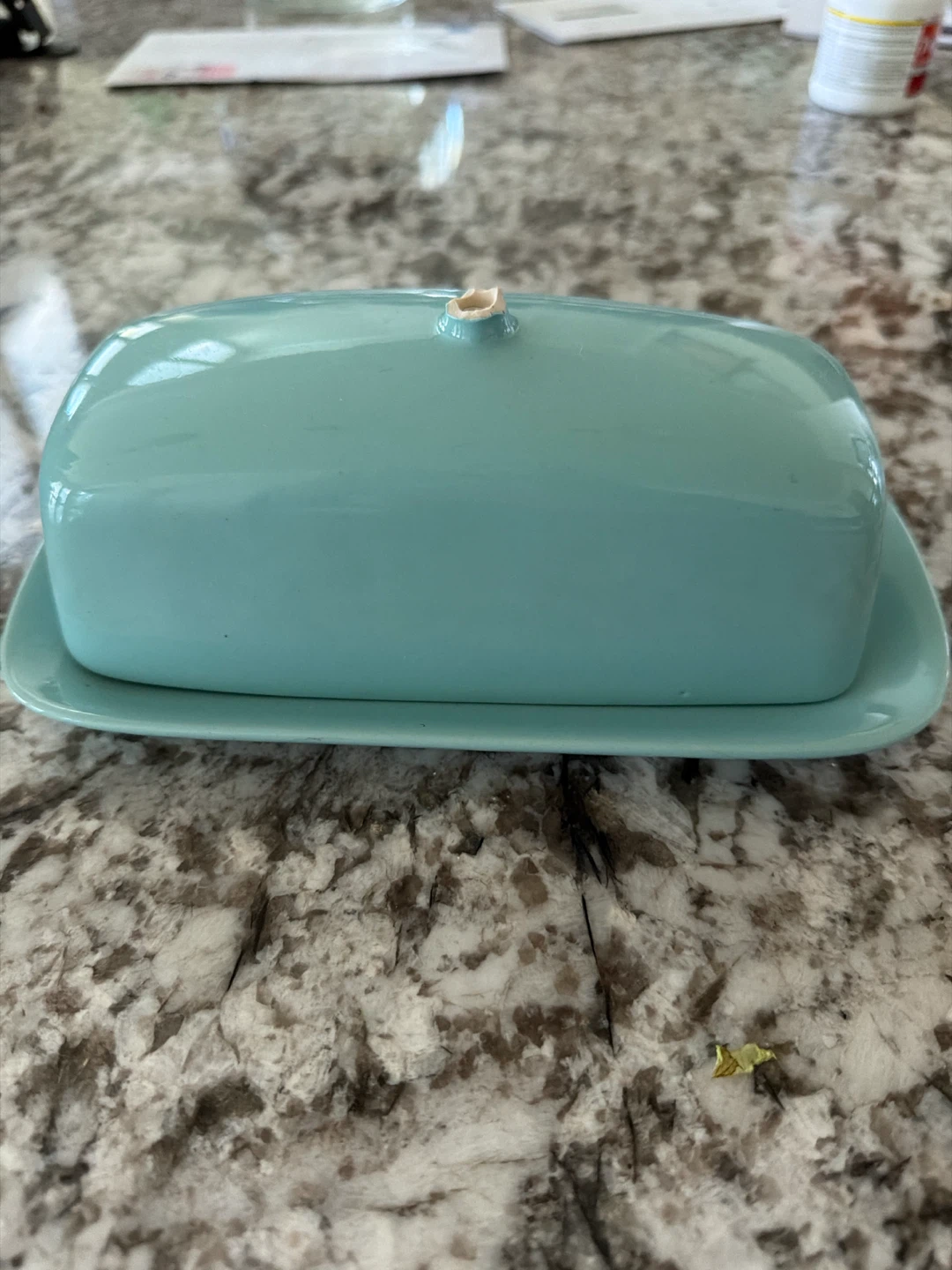 Teal Ceramic Butter Dish with Lid