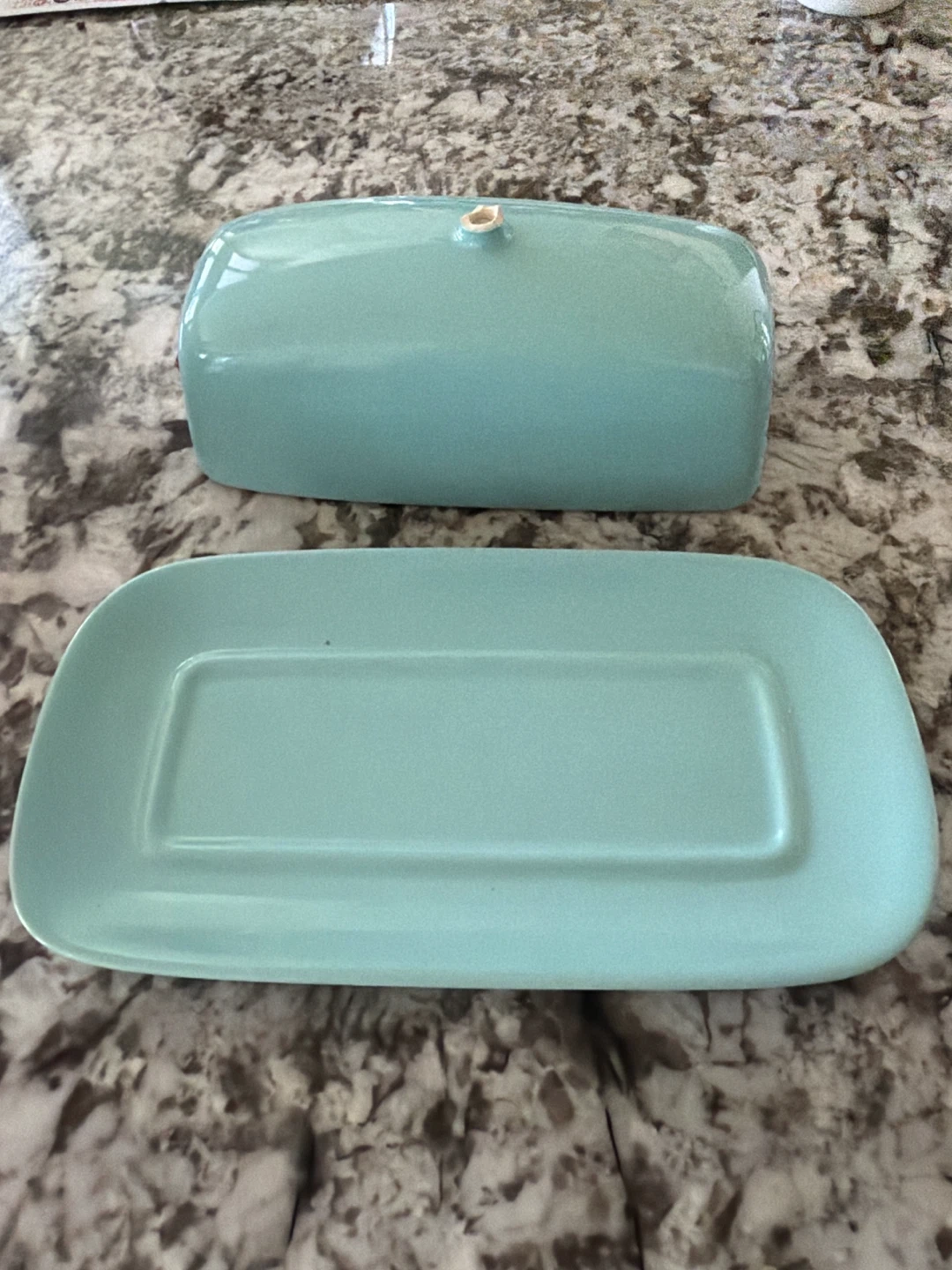 Teal Ceramic Butter Dish with Lid - photo 2