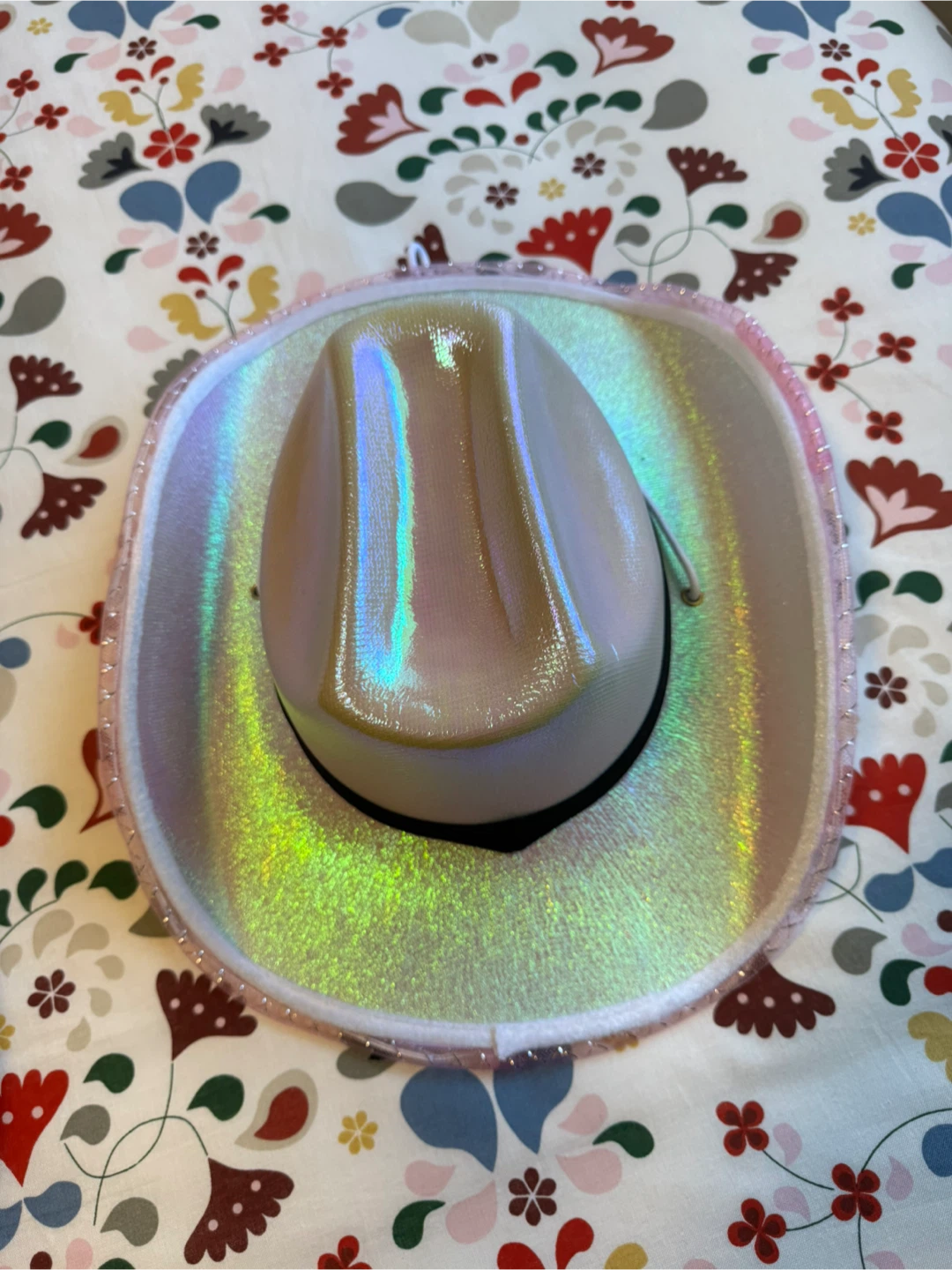 Iridescent Cowboy Hat with Pink Trim