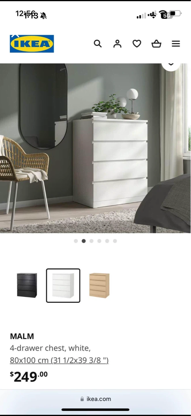 IKEA MALM 4-drawer chest, white