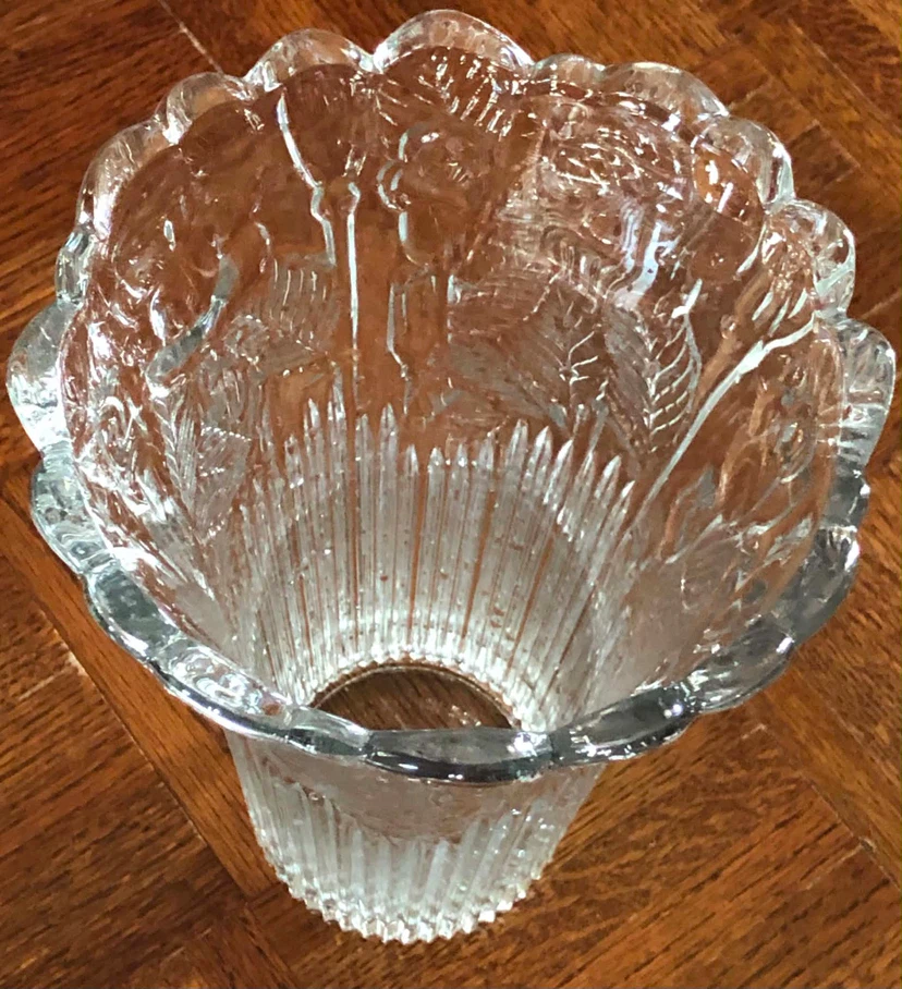 Clear Glass Vase with Floral Etchings - photo 2