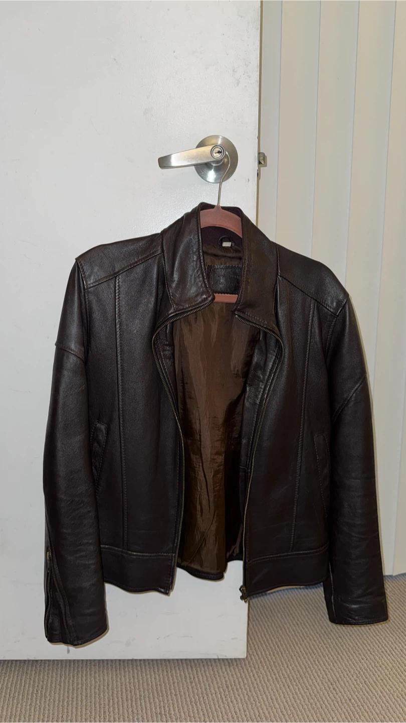 Men's Brown Leather Motorcycle Jacket
