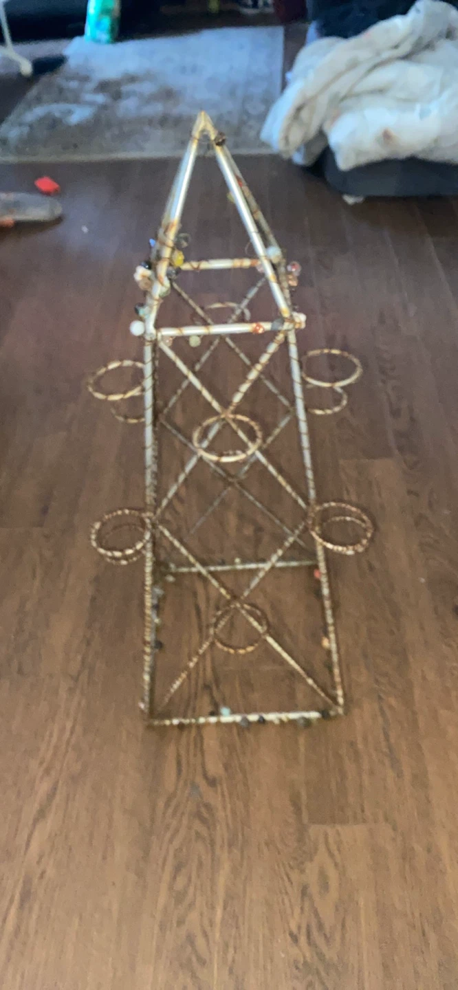 Decorative Metal Plant Stand with Beaded Accents