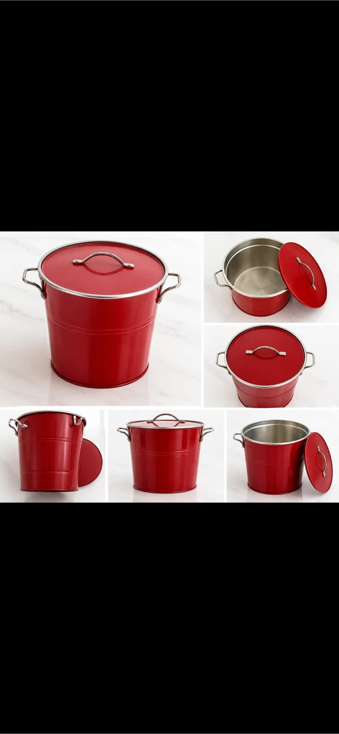 Red Double Insulated Ice Bucket with Lid - photo 3