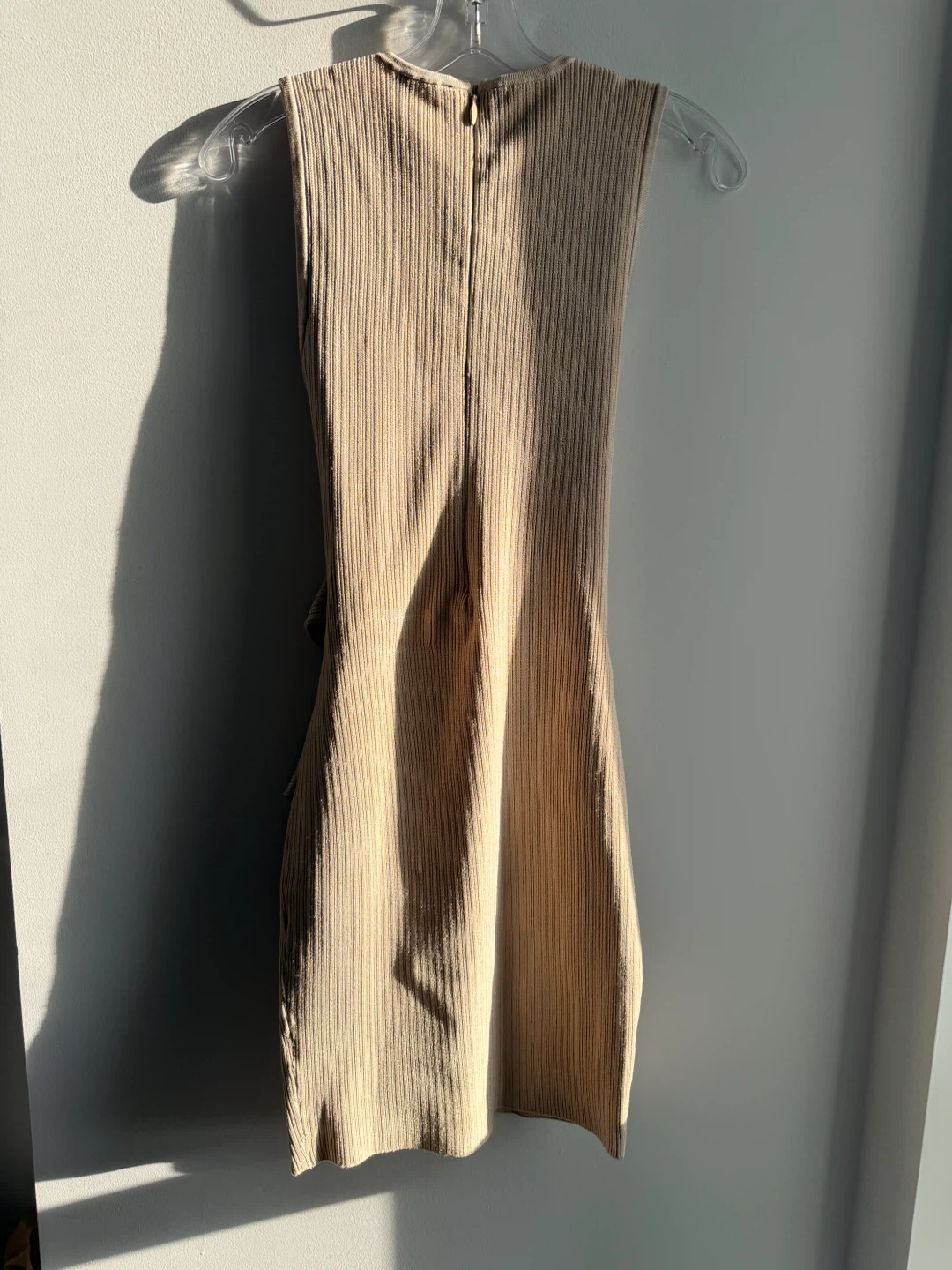 Marciano Los Angeles Beige Ribbed Knot Dress Size S - photo 3