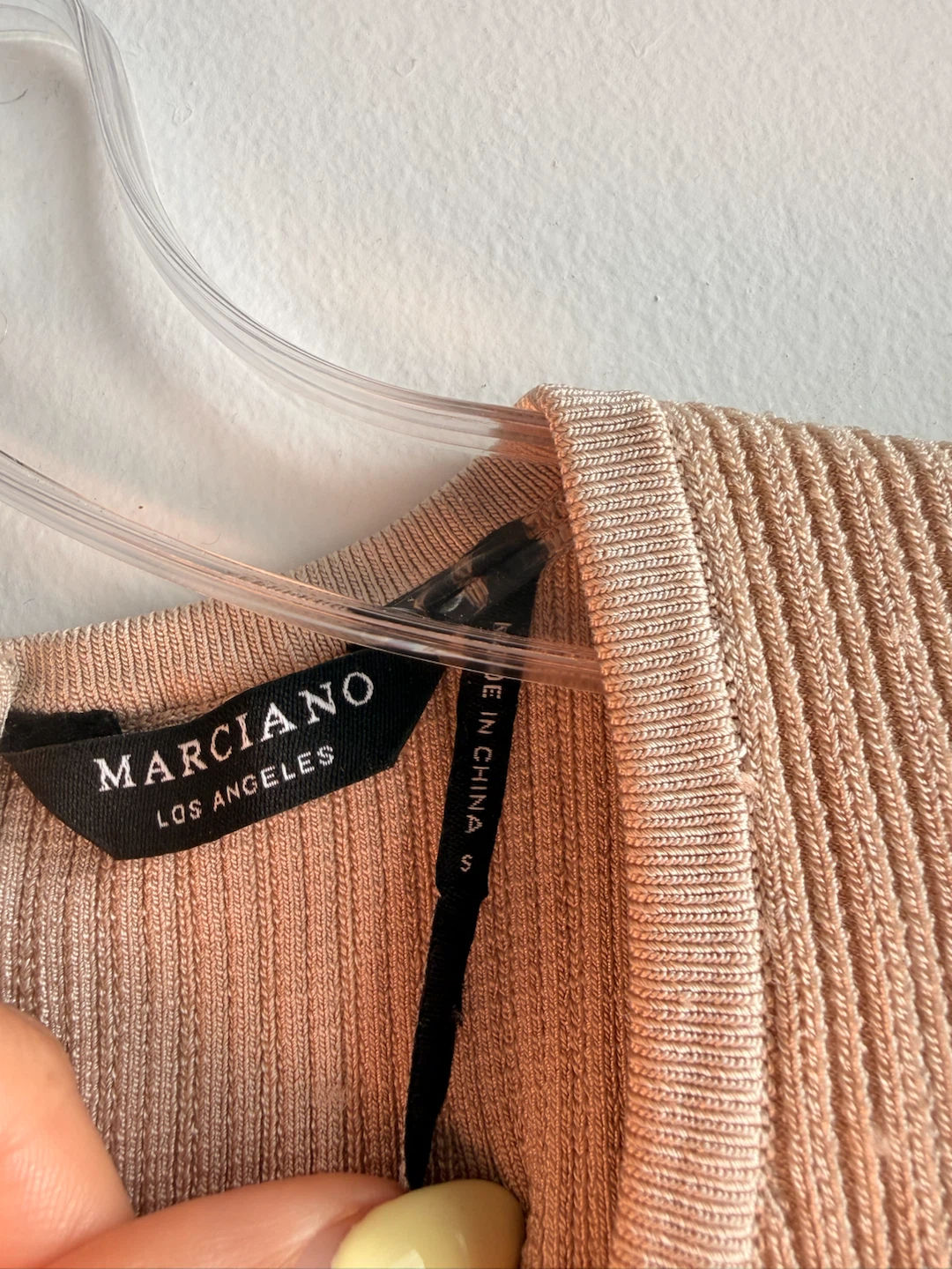 Marciano Los Angeles Beige Ribbed Knot Dress Size S - photo 4