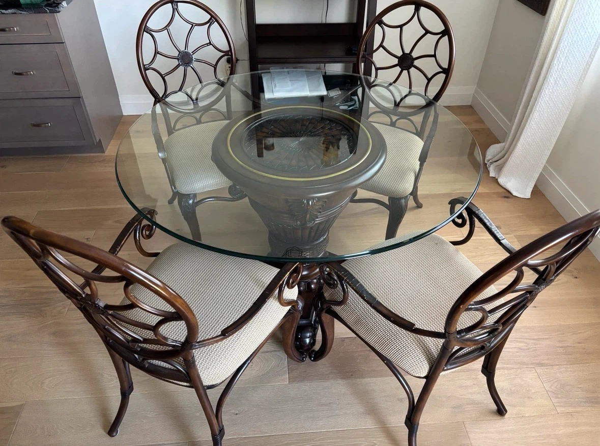 Glass Top Dining Table with Ornate Base - photo 2