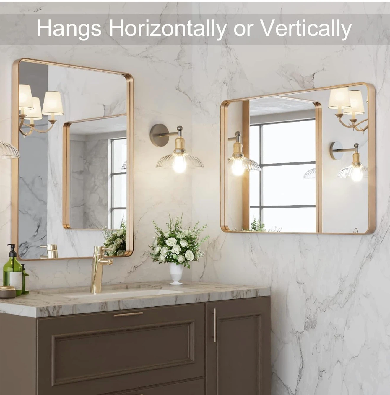 LOAAO 22"x30" Gold Bath Mirror, Brushed Frame - photo 4