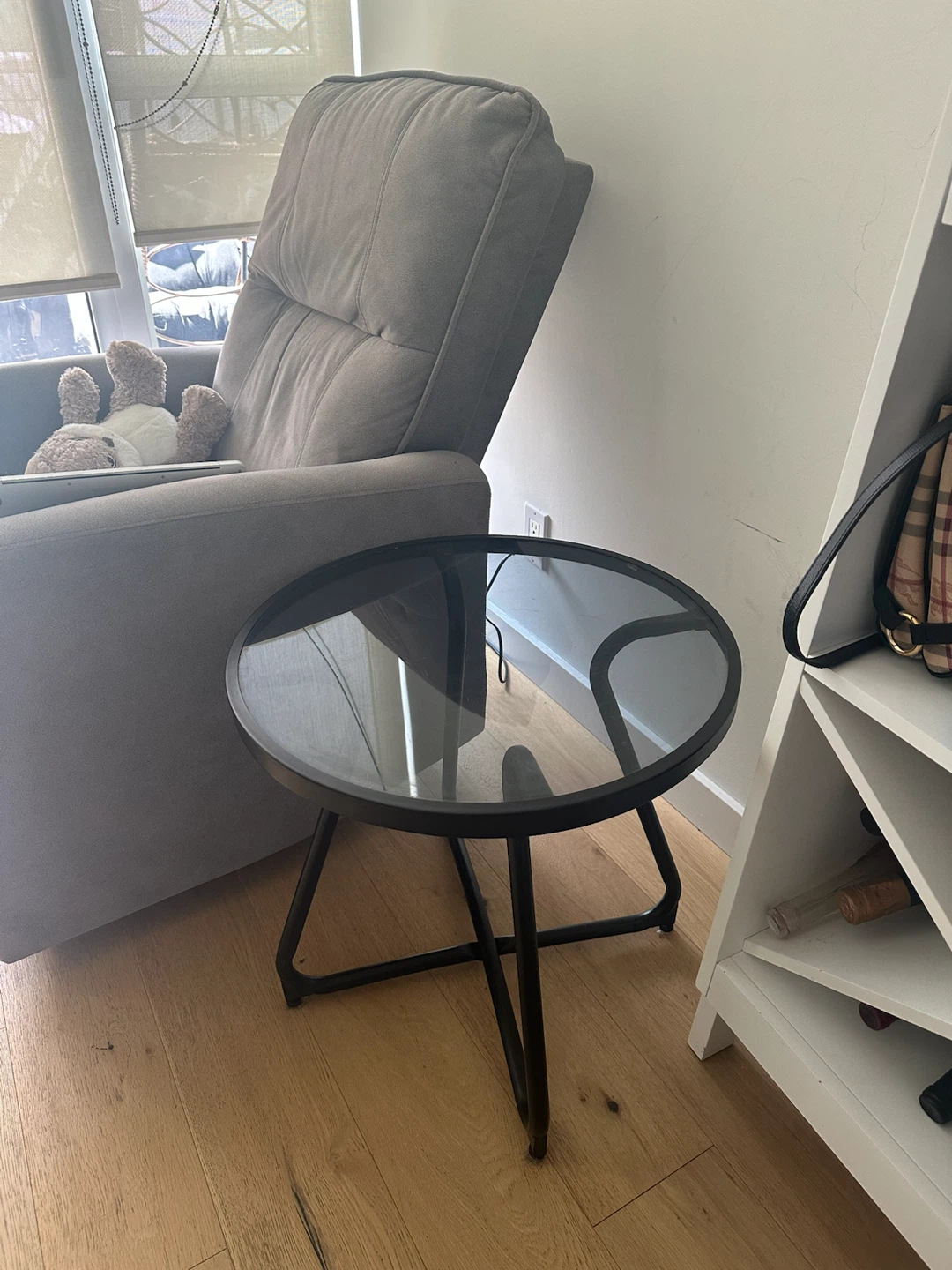 Round Glass Top Side Table