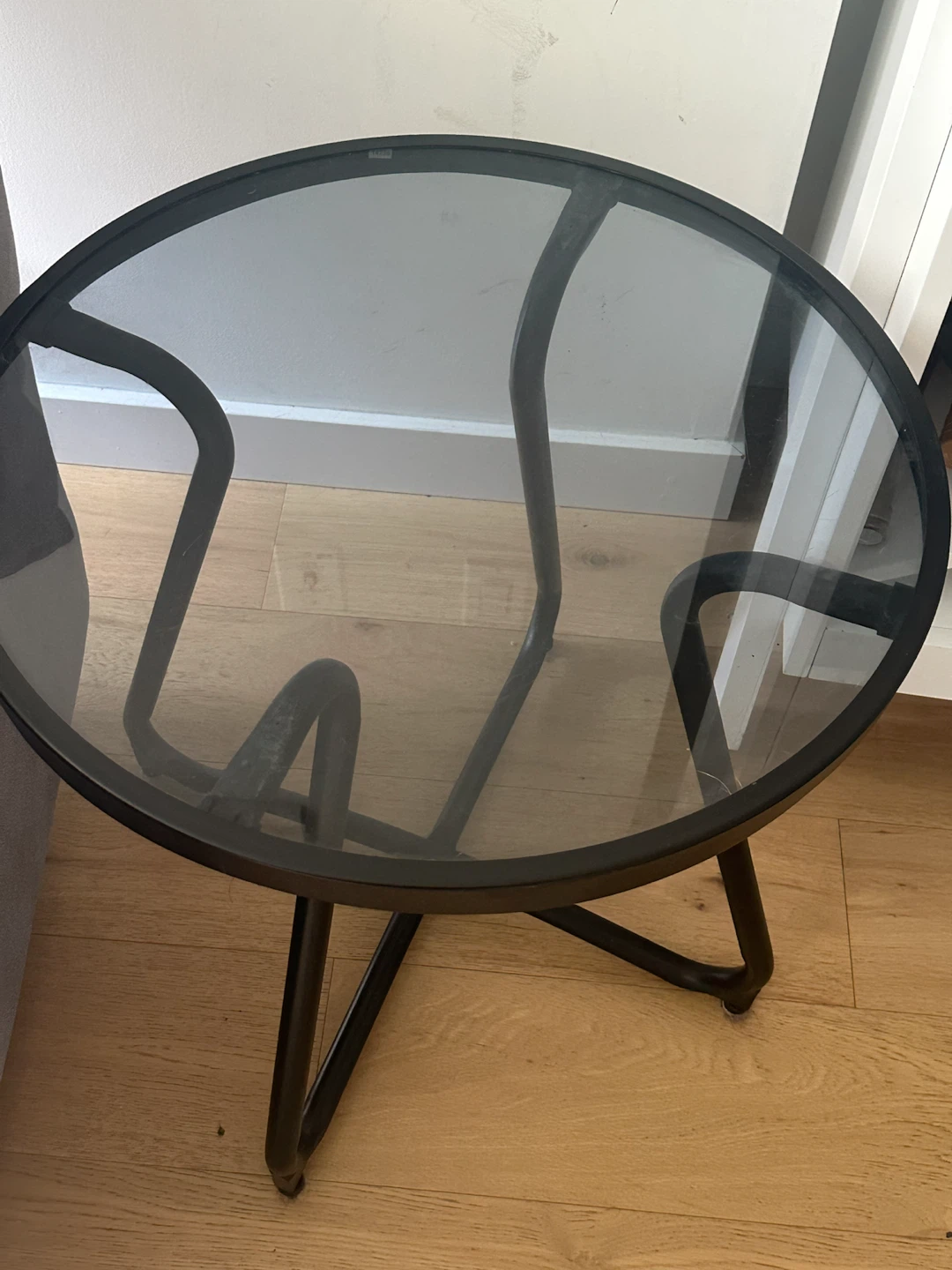 Round Glass Top Side Table - photo 2
