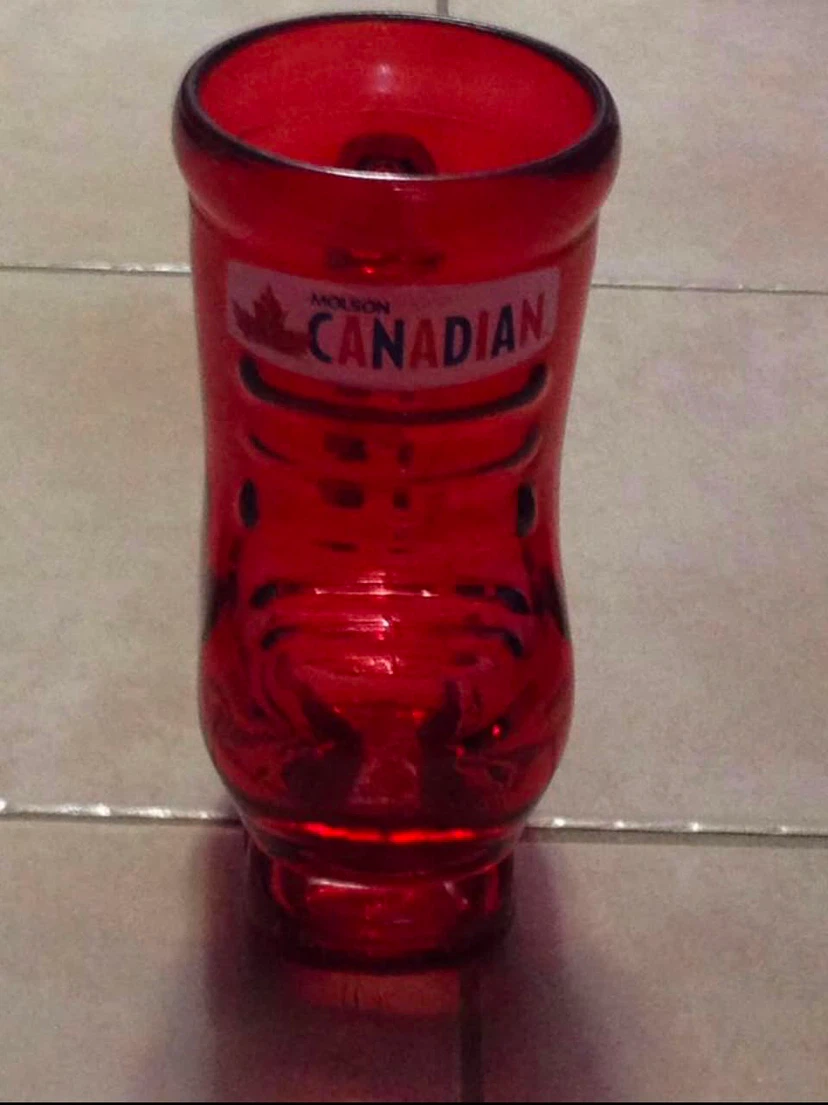 Molson Canadian Red Glass Boot Mug