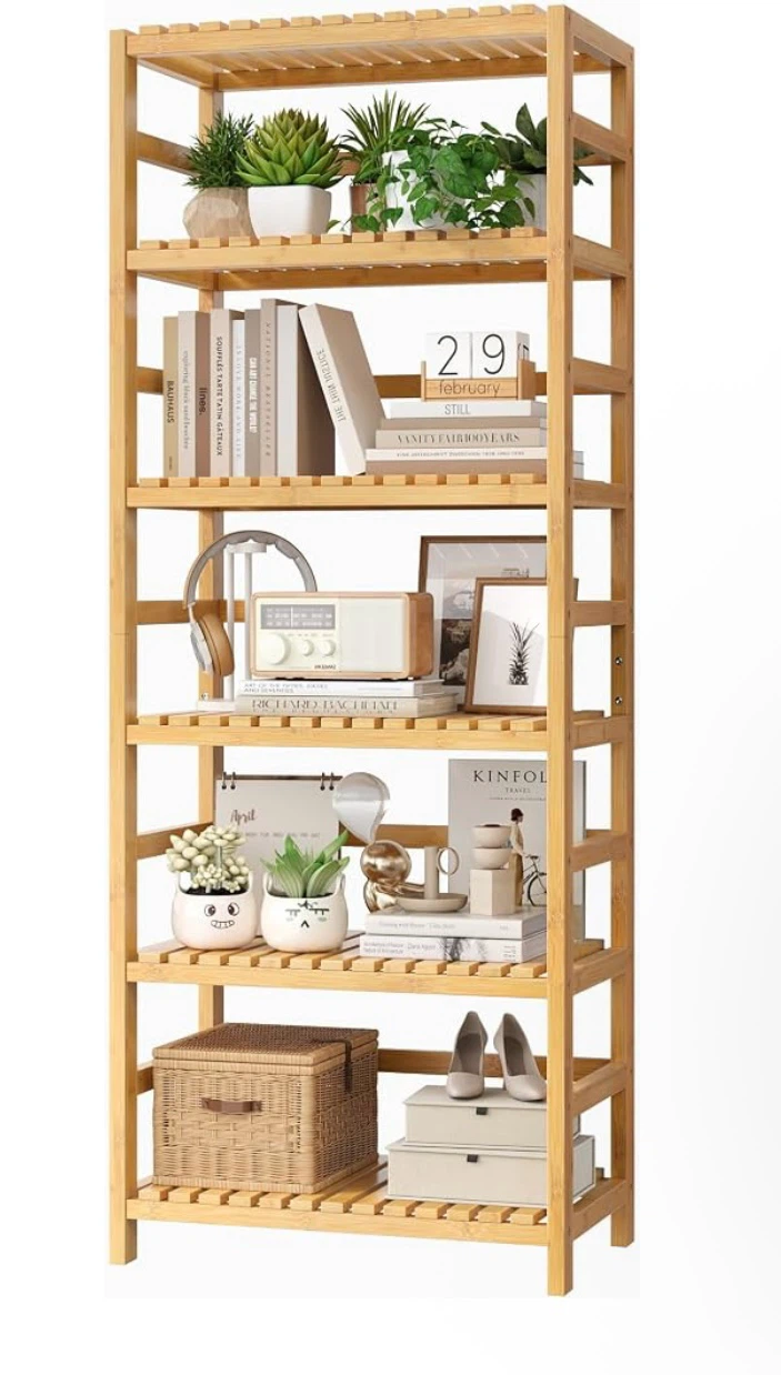 FOTOSOK 6-Tier Bamboo Shelf